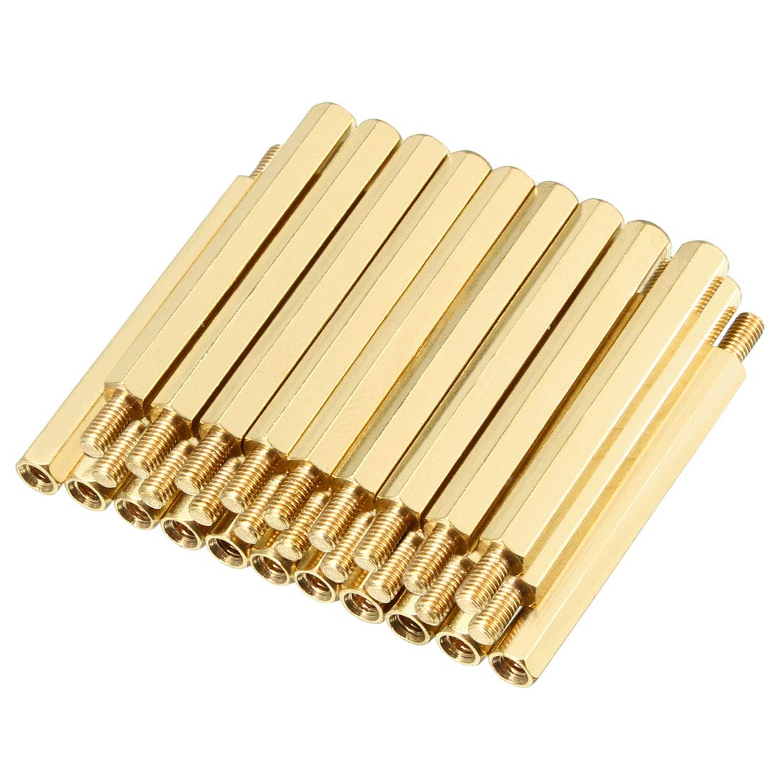 uxcell 30pcs M3 40+6mm Female Male Thread Brass Hex Standoff Spacer Screws PCB Pillar