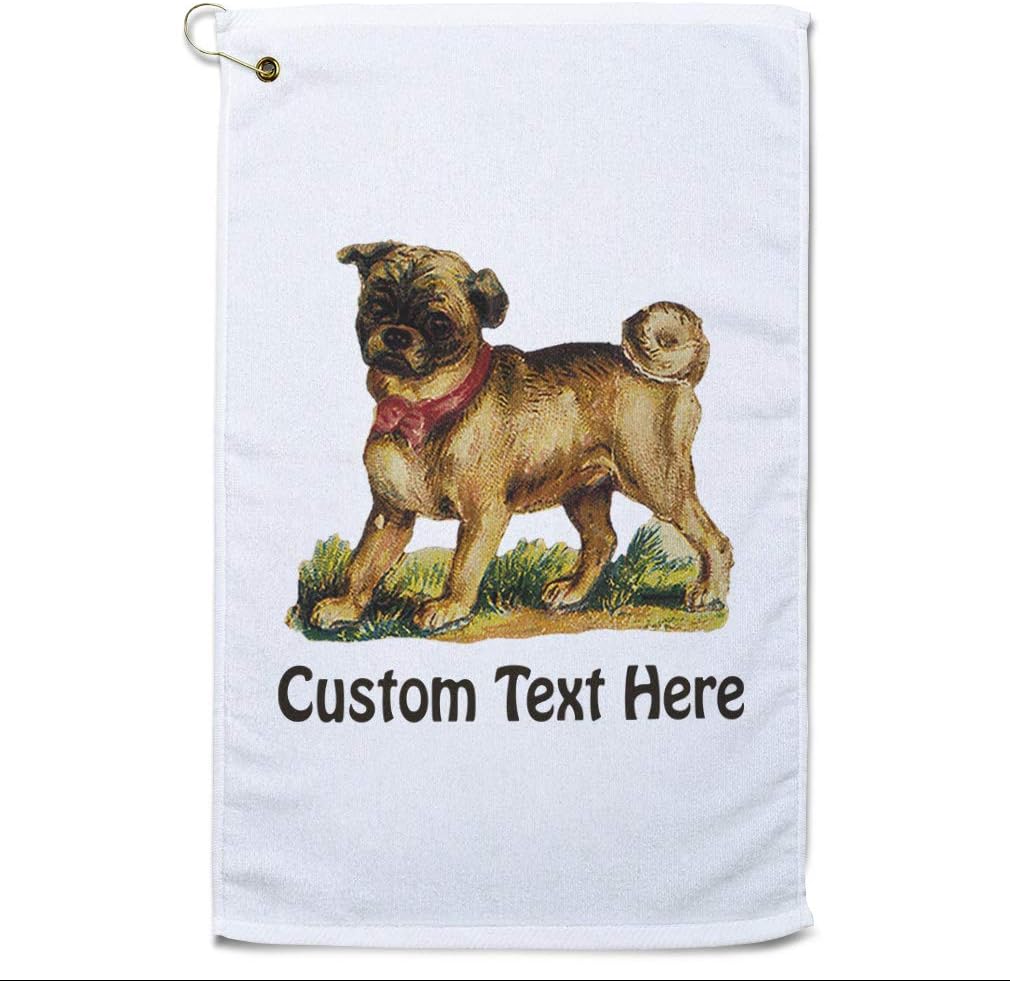 Style In Print Golf Towel Little Dog Pug Pets Animals Vintage Cotton Bag Accessories