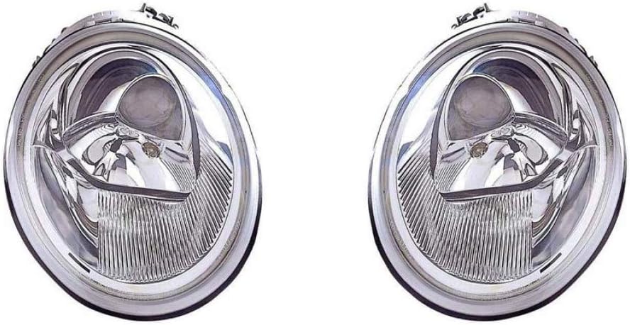 KarParts360 For Volkswagen Beetle Headlight Assembly 2002 2003 2004 2005 Driver and Passenger Side Pair w/Bulbs For VW2502121