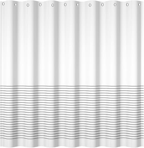Cortina de ducha de tela a rayas bohemias, moderna, a cuadros, extra larga, cortina de ducha náutica neutra para hombre, decoración de baño,