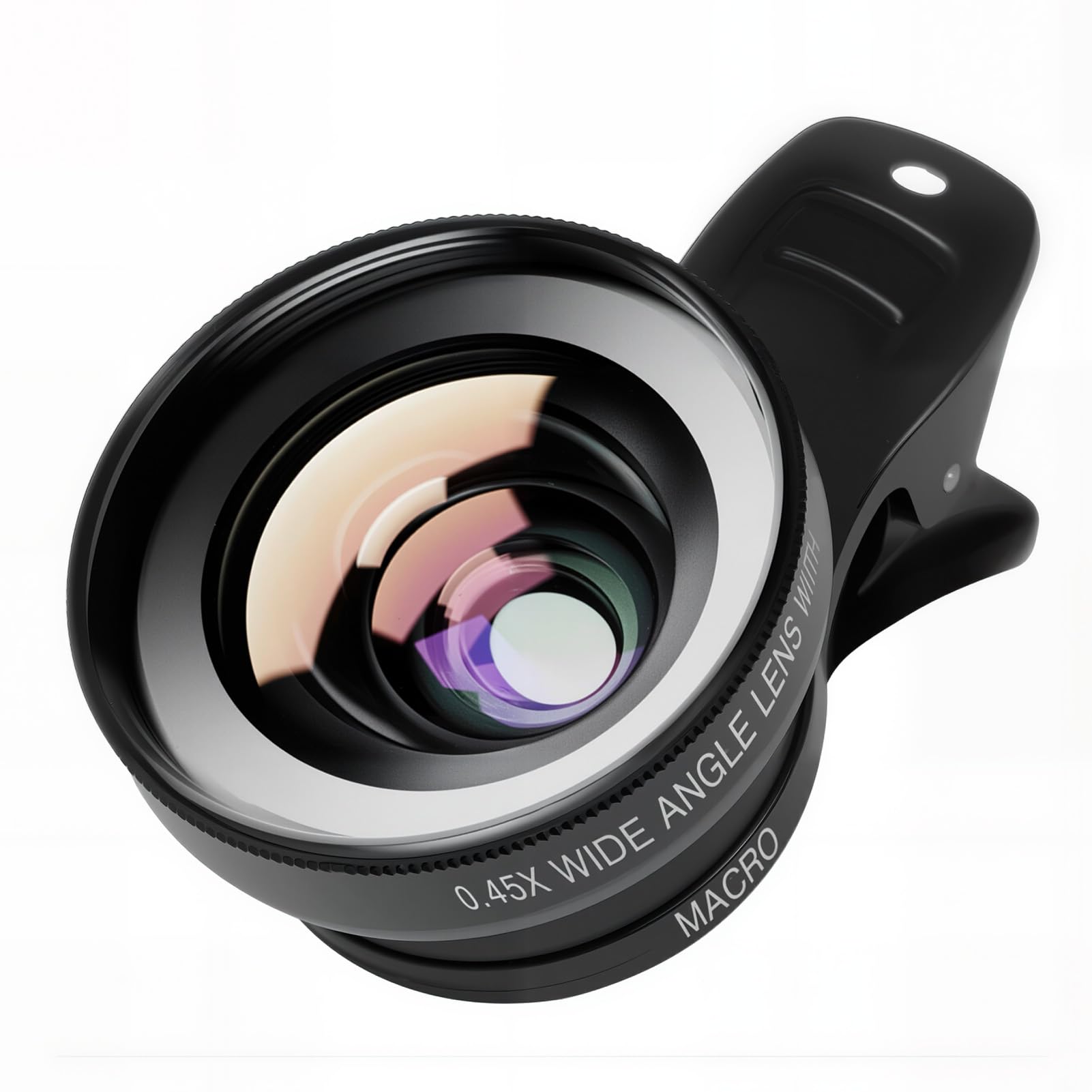 2 en 1 Objectif Macro Smartphone, Universelle Mobile Phone Camera Lenses Kit Objectif pour Smartphone 12.5X Macro Lens + 0.45X 140 Degree Wide Angle Lens pour la Plupart des Smartphones