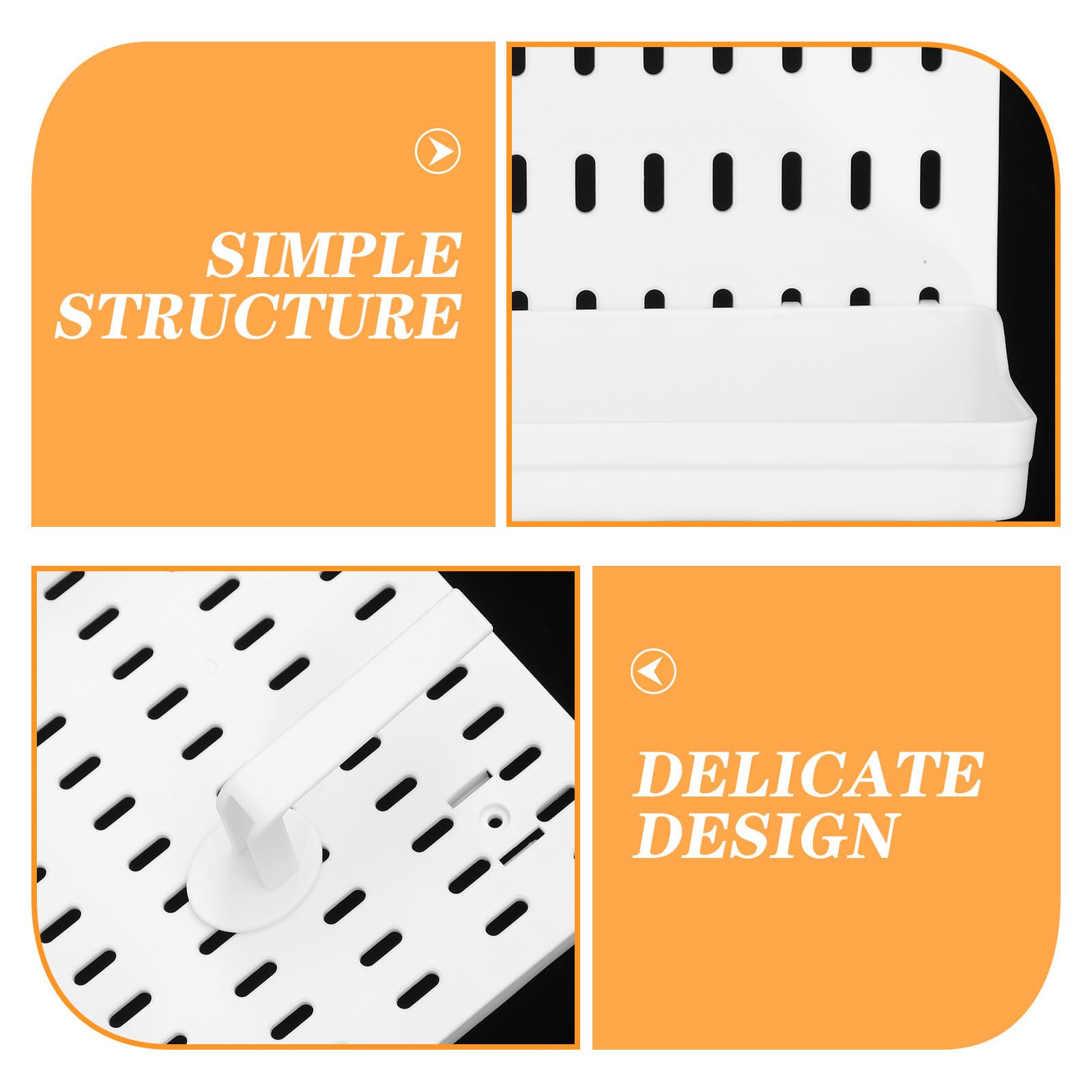 Tofficu Kit de Tablero Perforado de Pared Blanco de Plástico con Ganchos y Estantes para Cocina y Baño Diseño Multifuncional y Aprovechamiento de Espacio