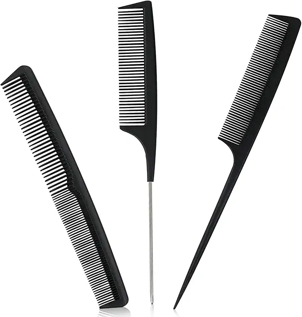 Peigne à Cheveux 3 Pcs en Fibre de Carbone Antistatique - Peigne Fin et Queue de Rat