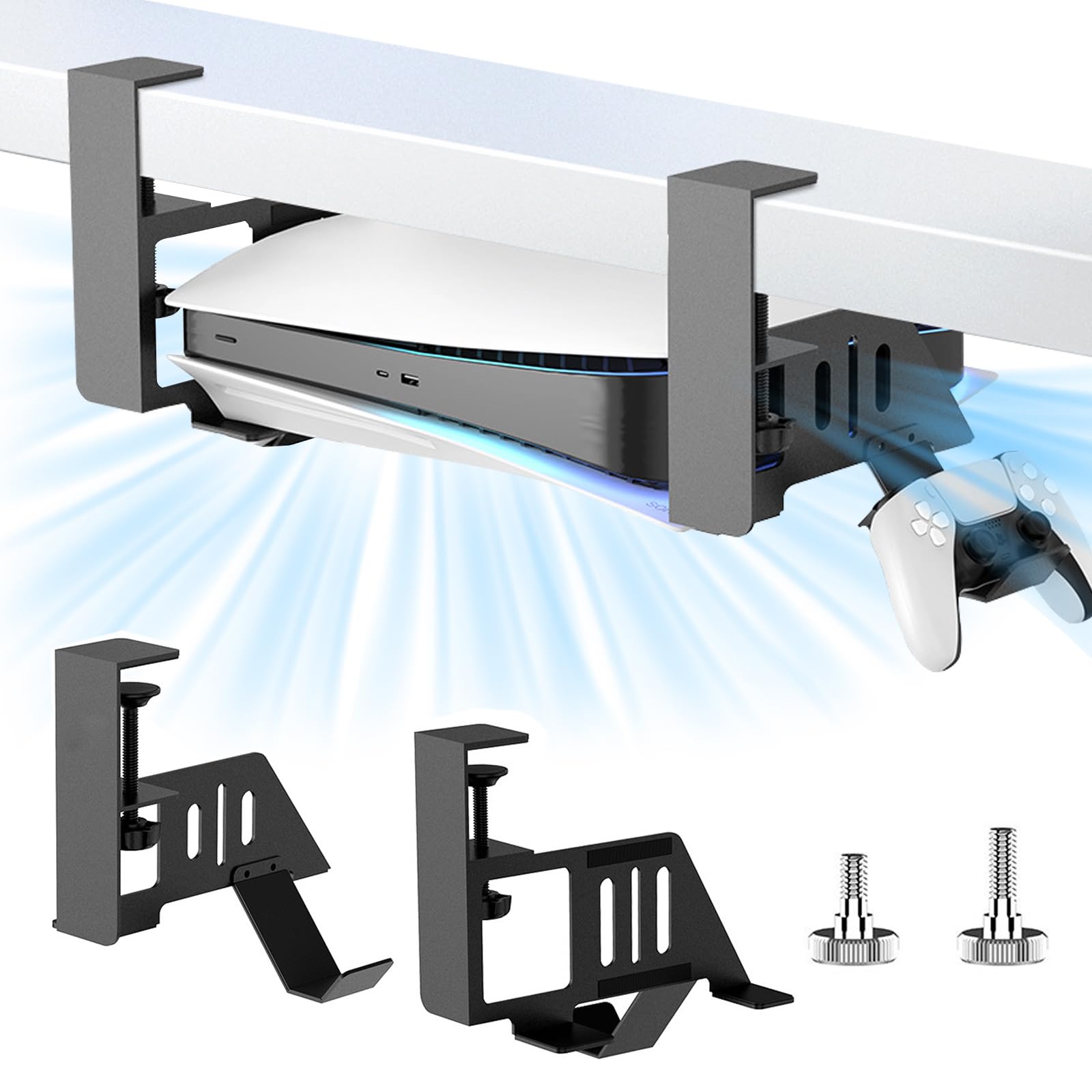 Amazon.com: BIYQFCR Metal Under Desk Ps5 Mount, Ps5 Holder for Mounting ...