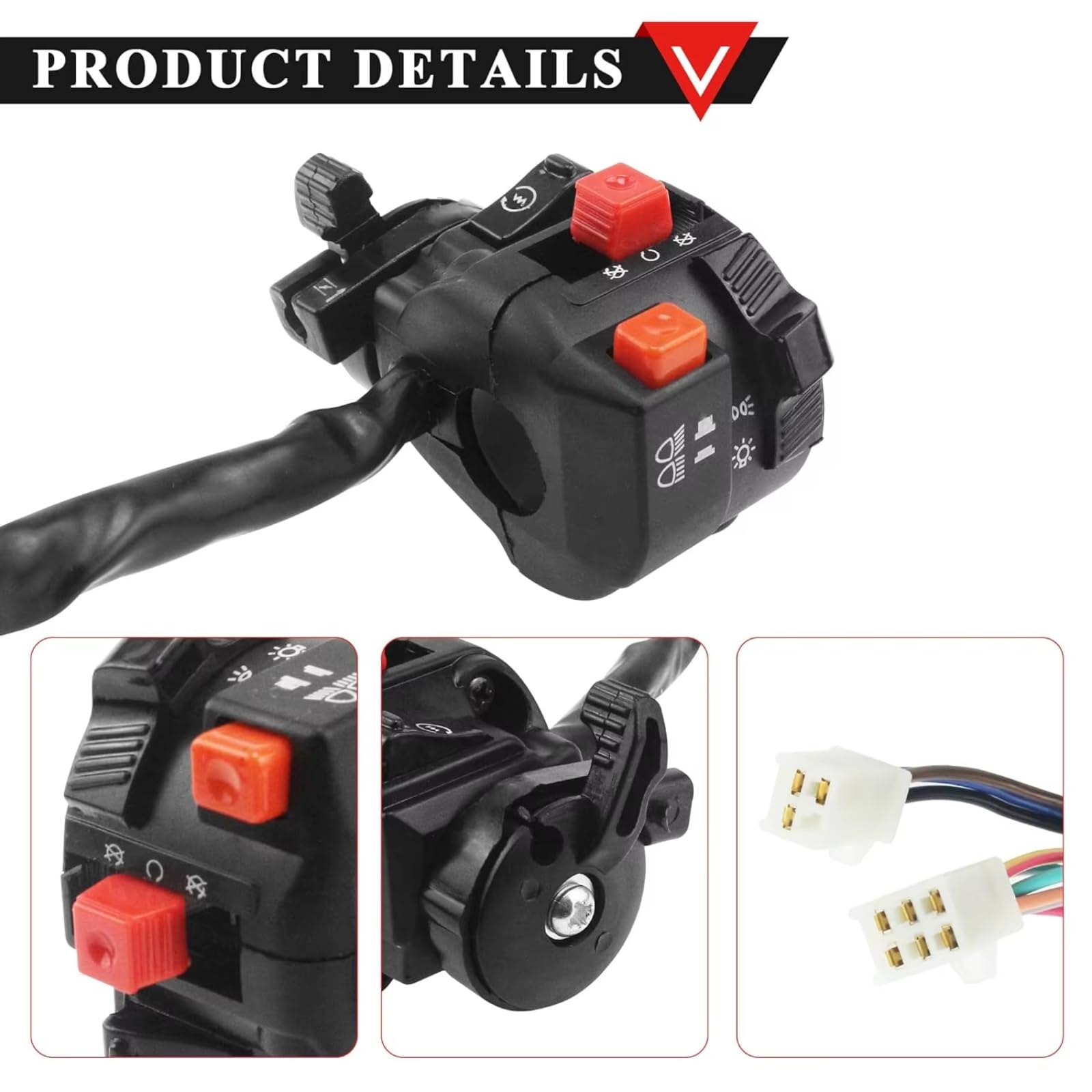 Interruptor Manillar Interruptor Para Moto Manillar Eléctrico 22mm Luz De Arranque Universal Interruptor De Estrangulador Faro Acelerador De Arranque De Haz Para Alto Y Bajo