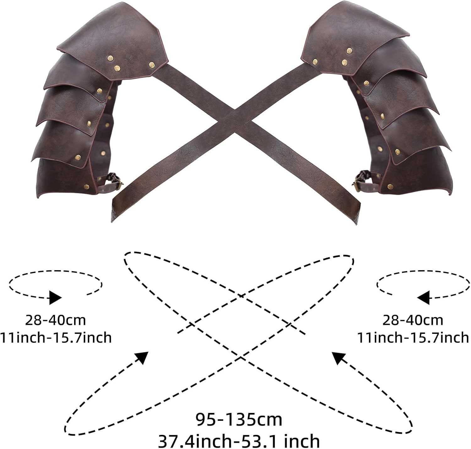 Viking Double Pauldrons - Medieval Faux Leather Shoulder Armor for LARP, Cosplay & Ren Faire - Image 5