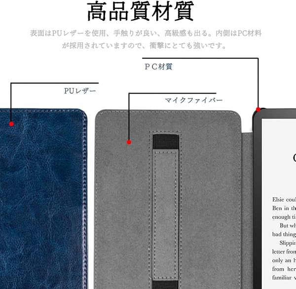Miimall Kindle Paperwhite 第11世代 ケース 2021Newモデル Kindle Paperwhite 第11世代 カバー ハンドストラップ付き スマートOFF/ON マグネット開閉 防衝撃 PUレザー Kindle Paperwhite 2021対応(ダークブルー) - 3