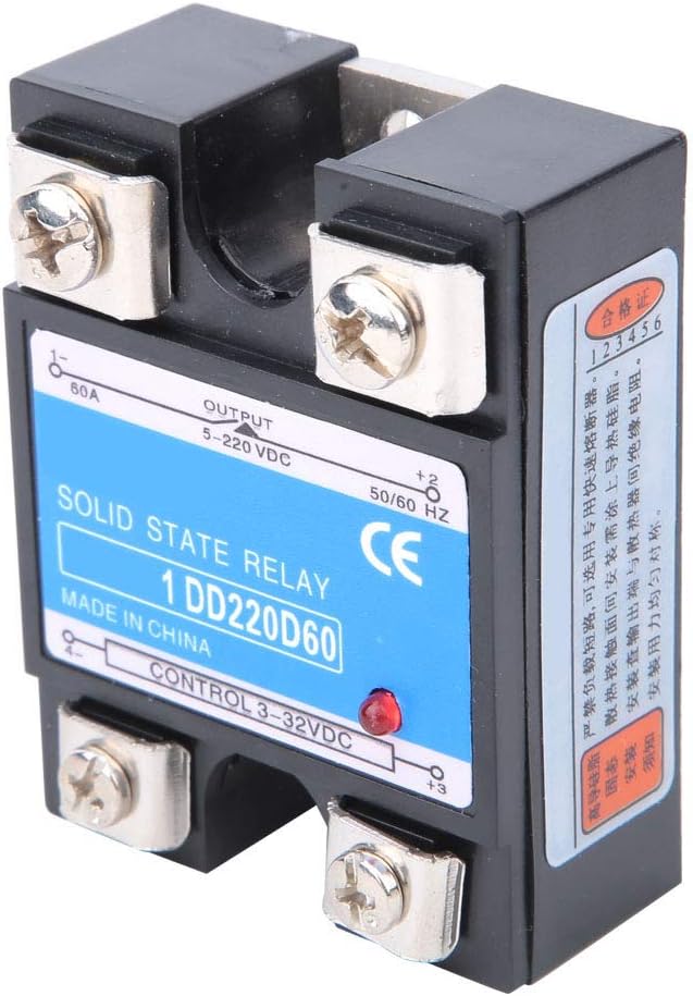 DC DC Solid State Relay with Fast Heat Dissipation for Wide Applications LED Indicator for Control 3-32VDC Load 5-220VDC SSR for Home Automation (BERM-1 DD220D60)