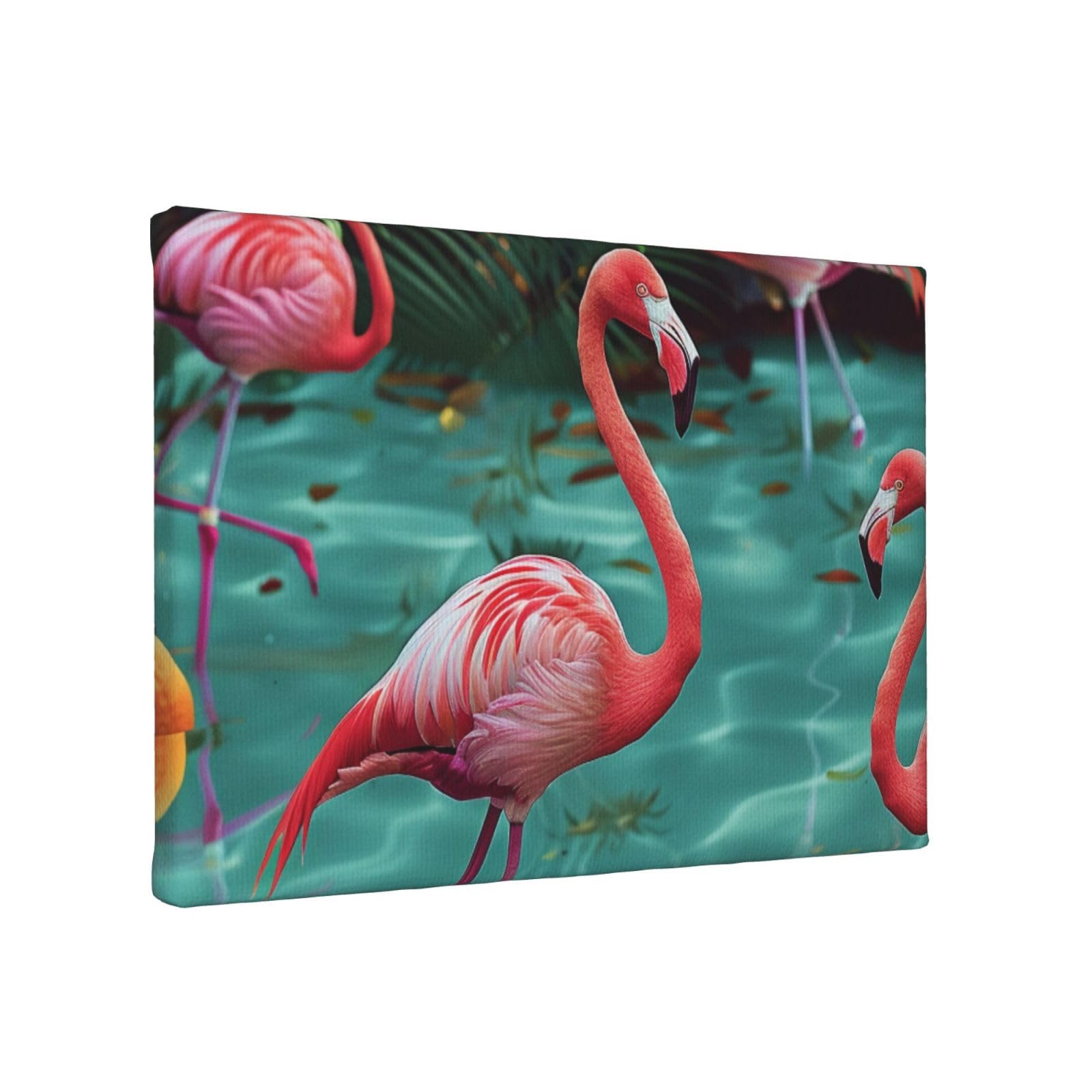 YKLJG Flamingo Printed Wall Art Canvas Painting 30x20 CM Wooden Framed Picture Painting Artwork Prints for Bedroom Kitchen Home Office Decor
