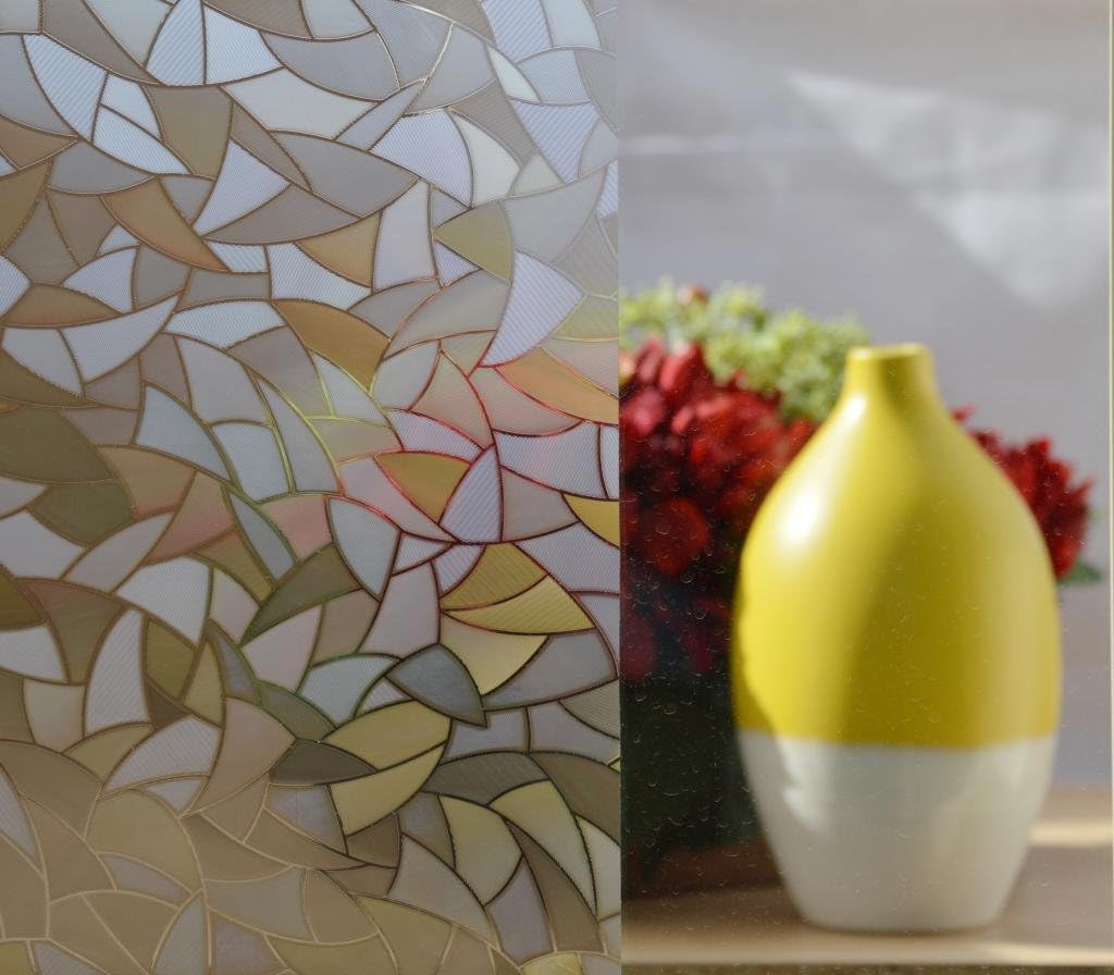 Modern Mosaic Decorative Window Film, Self Static Adhesive Cling, 35.5 inches by 72 inches