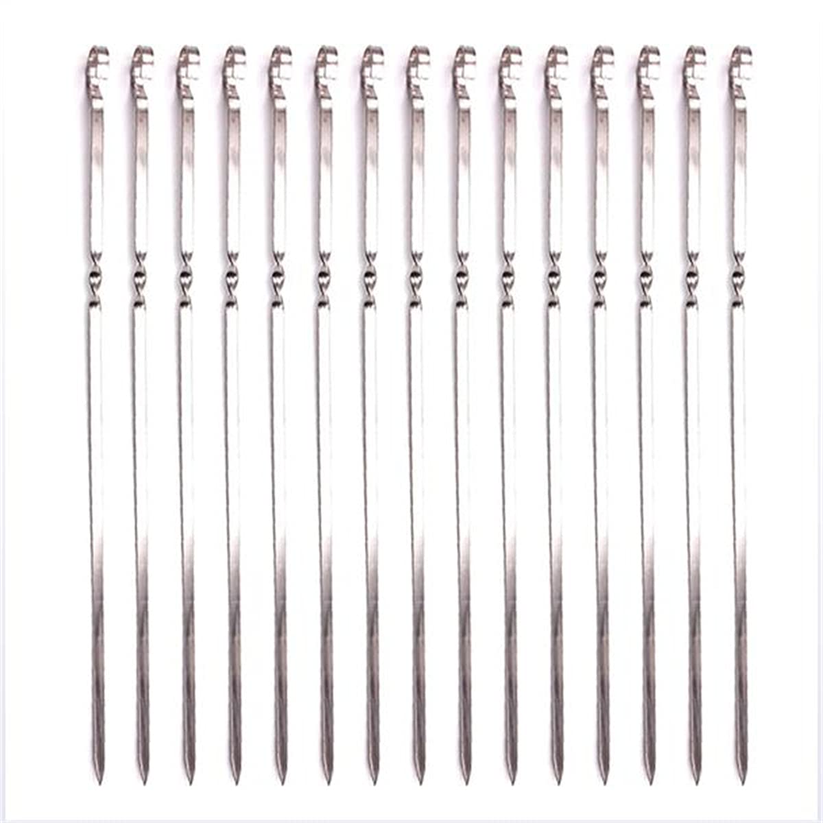 GTHTUHFD Kebab Skewers, Stainless Steel Bbq Kebab Meat Skewers Set, Flat Reusable Metal Skewer Sticks For Bbq, Cocktail, Party Essentials, 38.5Cm 50Pcs