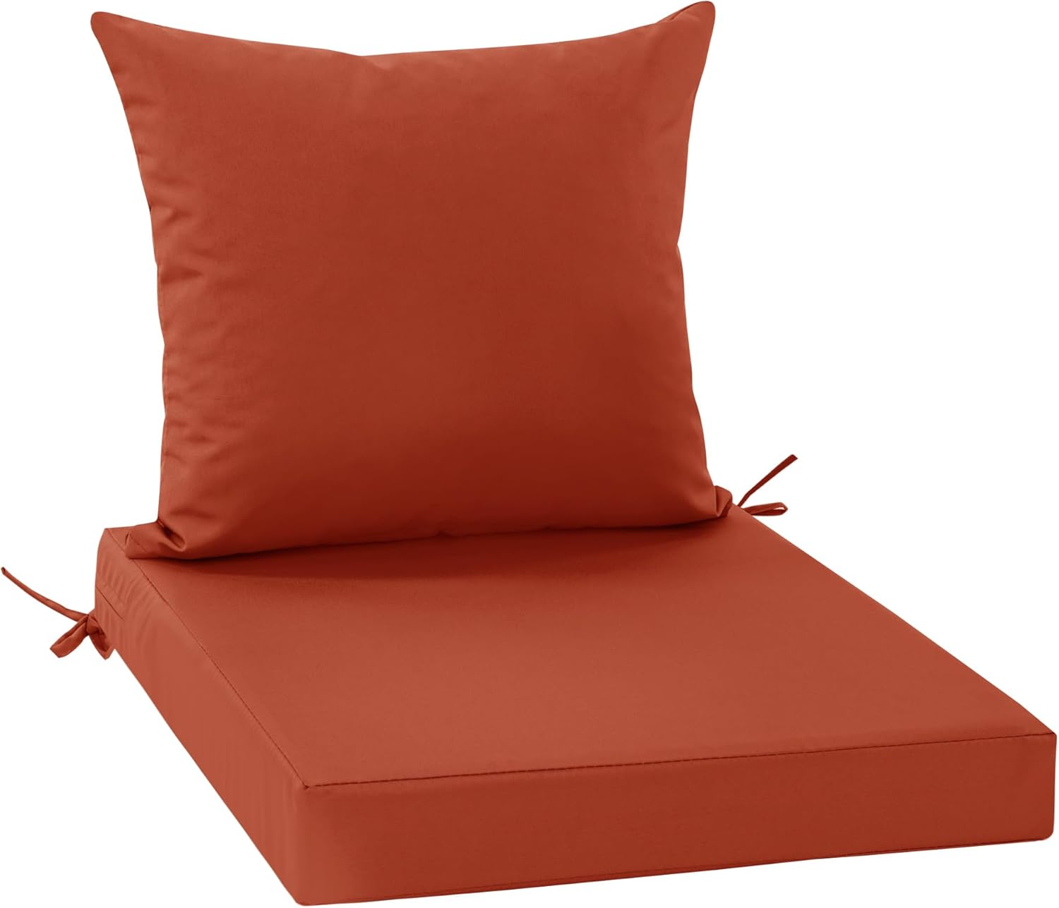 Outdoor Backrest and Deep Seat Cushion Set, Waterproof Fade Resistant Patio Chair Furniture Cushion with Removable Cover, 24 x 24 Inch, Rust, 1 Set