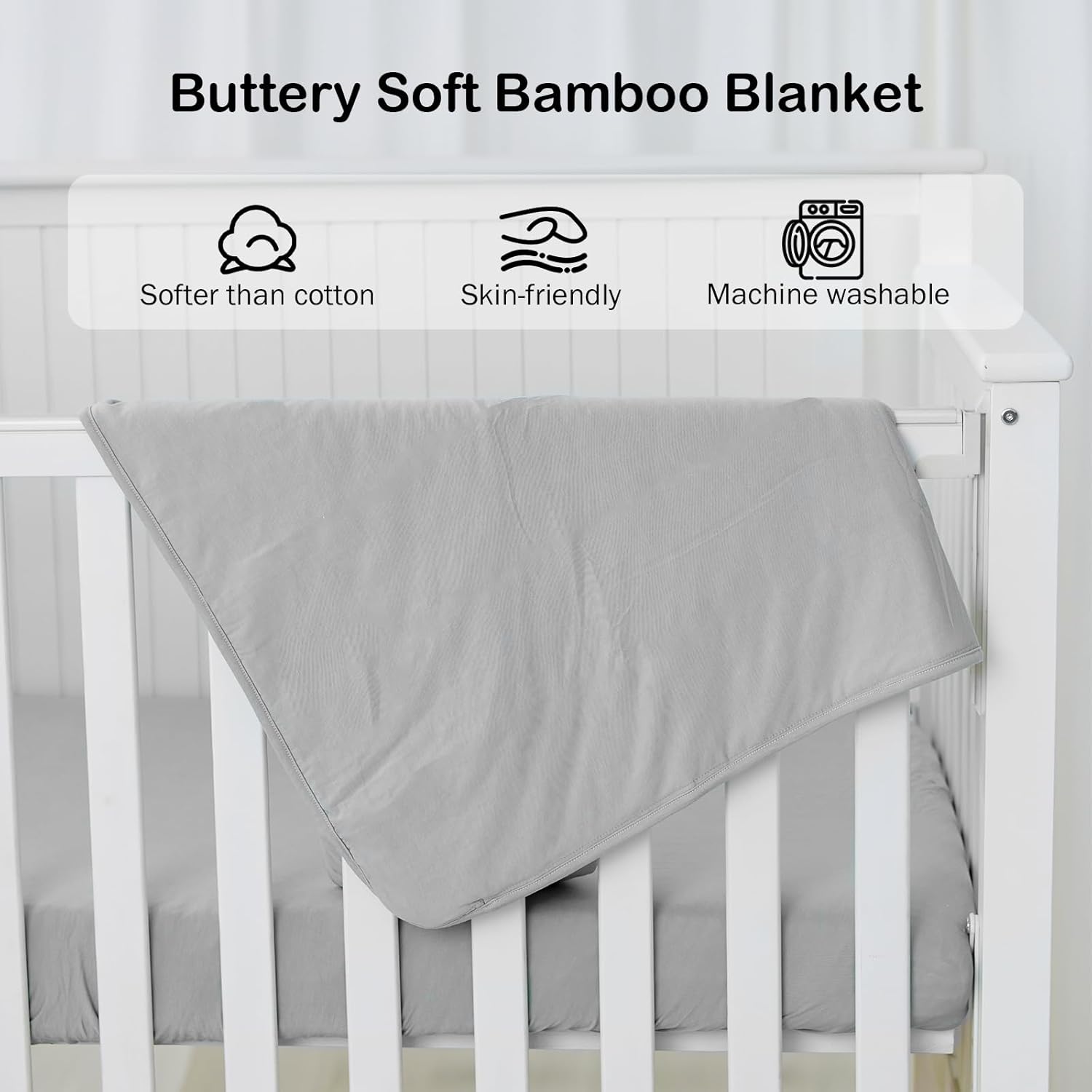 BubblePanda Rayon Made from Bamboo Baby Blanket for Boys Girls Neutral Soft Crib Blanket Toddler Quilt Comforter Newborn Nursery 30 x 40 Inch Gray