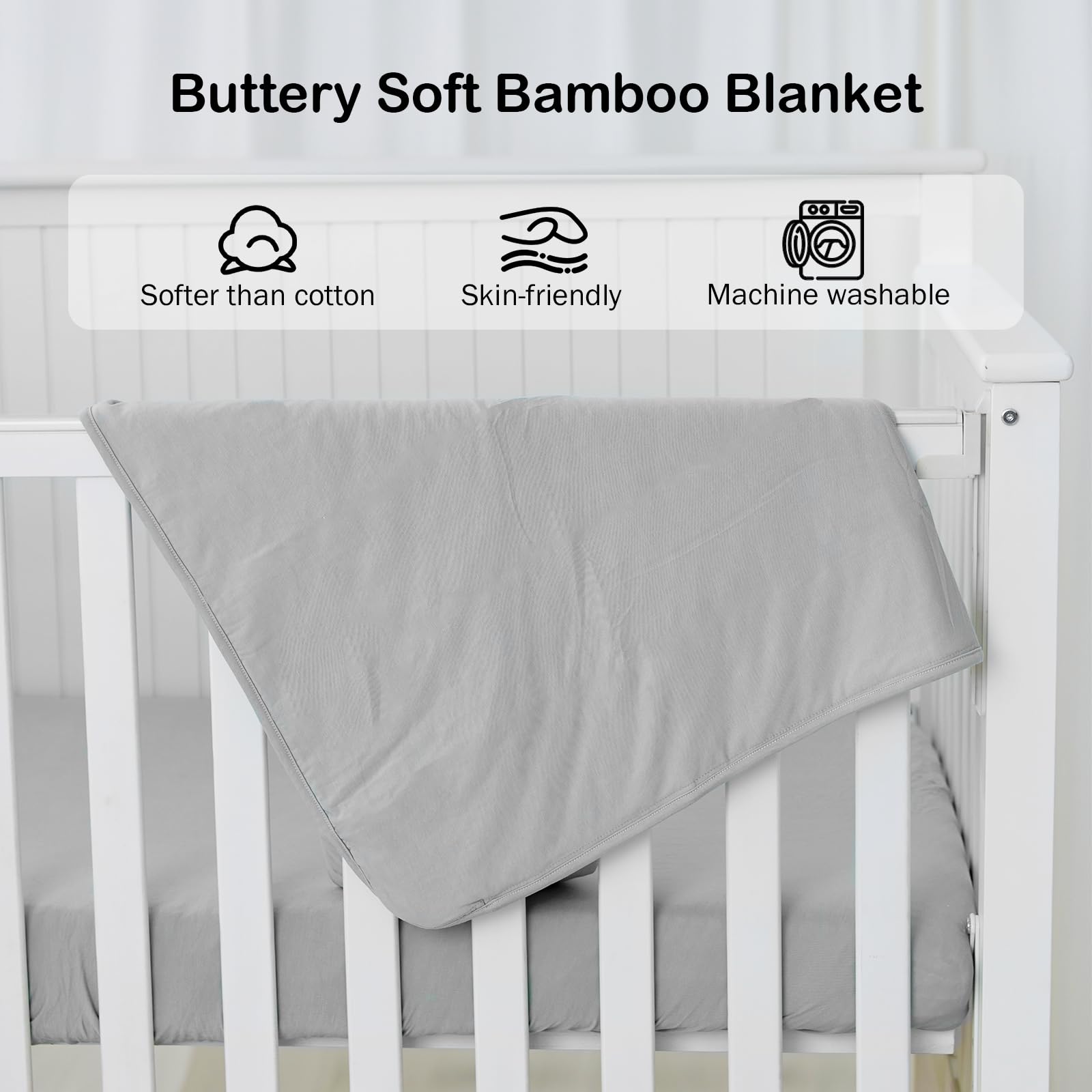 BubblePanda - Manta de rayón hecha de bambú para niños y niñas, manta neutra suave para cuna, edredón para recién nacido, 30 x 40 pulgadas, color gris