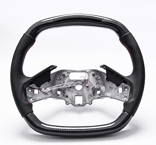 Steering Wheel, Real Carbon Fiber W/heated LED D-Type Racing Design Flat Bottom Replacement Steering Wheel Nappa Perforated Leather for Chevrolet C8 Corvette Z51 Z06 2020-2024 OEM