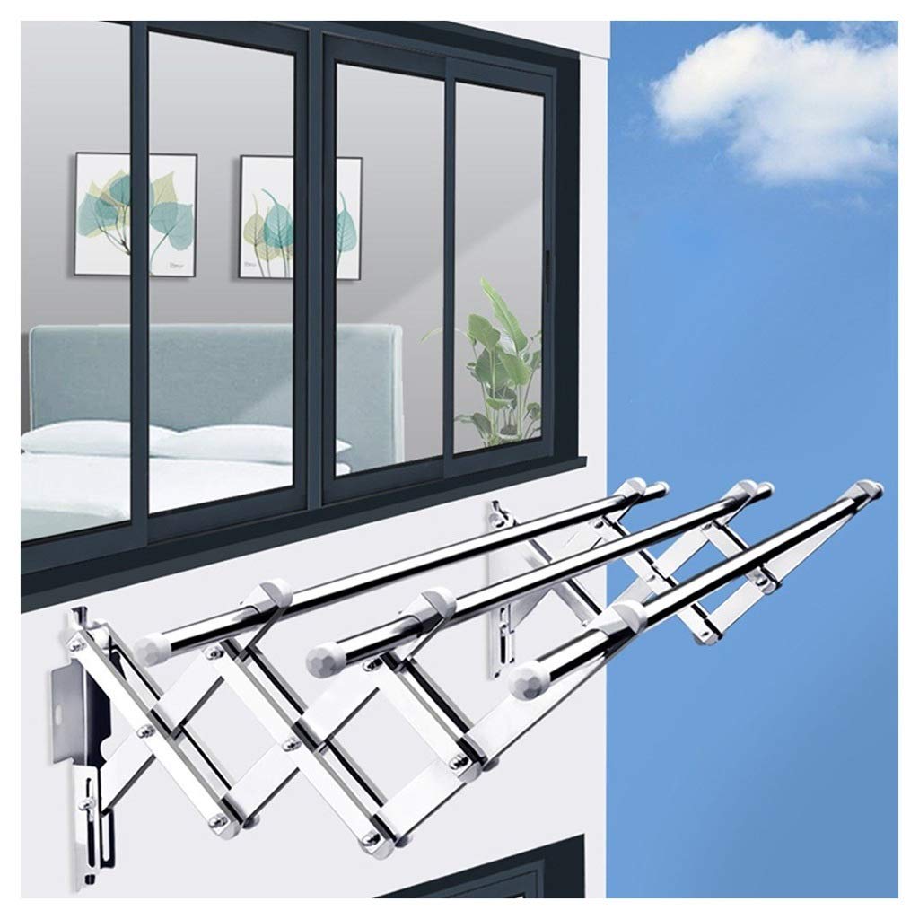 LhhBalcony Outdoor Retractable Clothes Airer, Folding Push-Pull Drying Rack. 304 Stainless Steel (Size : Three Rod 1.5m)