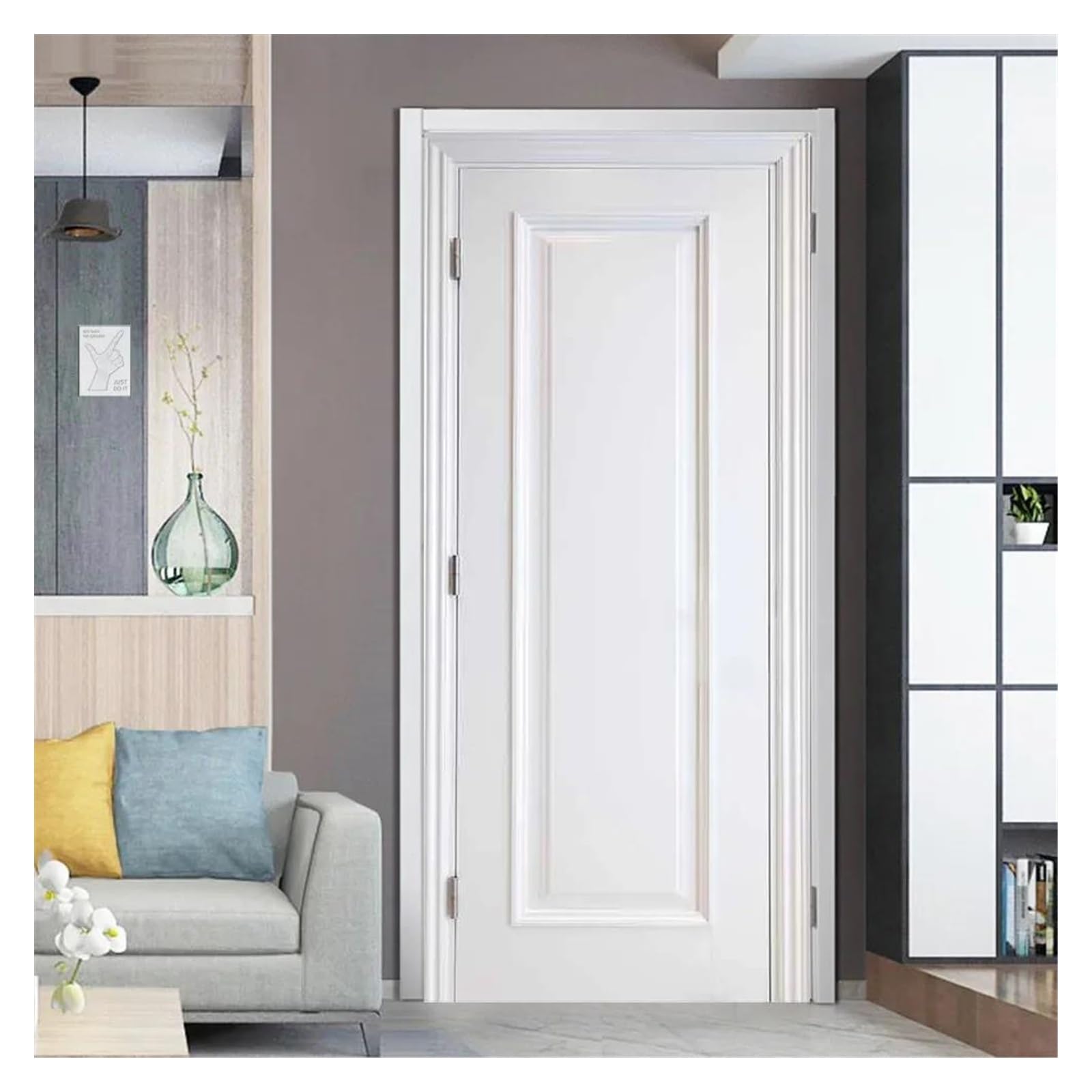 Sticker de porte blanc en PVC 40x120cm pour rénovation intérieure