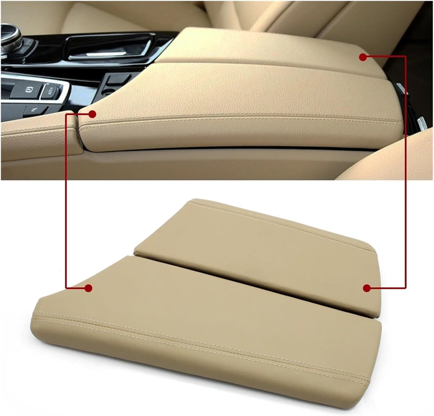 LHD Central Console Lid Armrest Cover Panel Leather Trim Strip Replacement Compatible 5 Series F10 F11 F18 520i 523i 525i 528i 535i(Black Trim Strip)