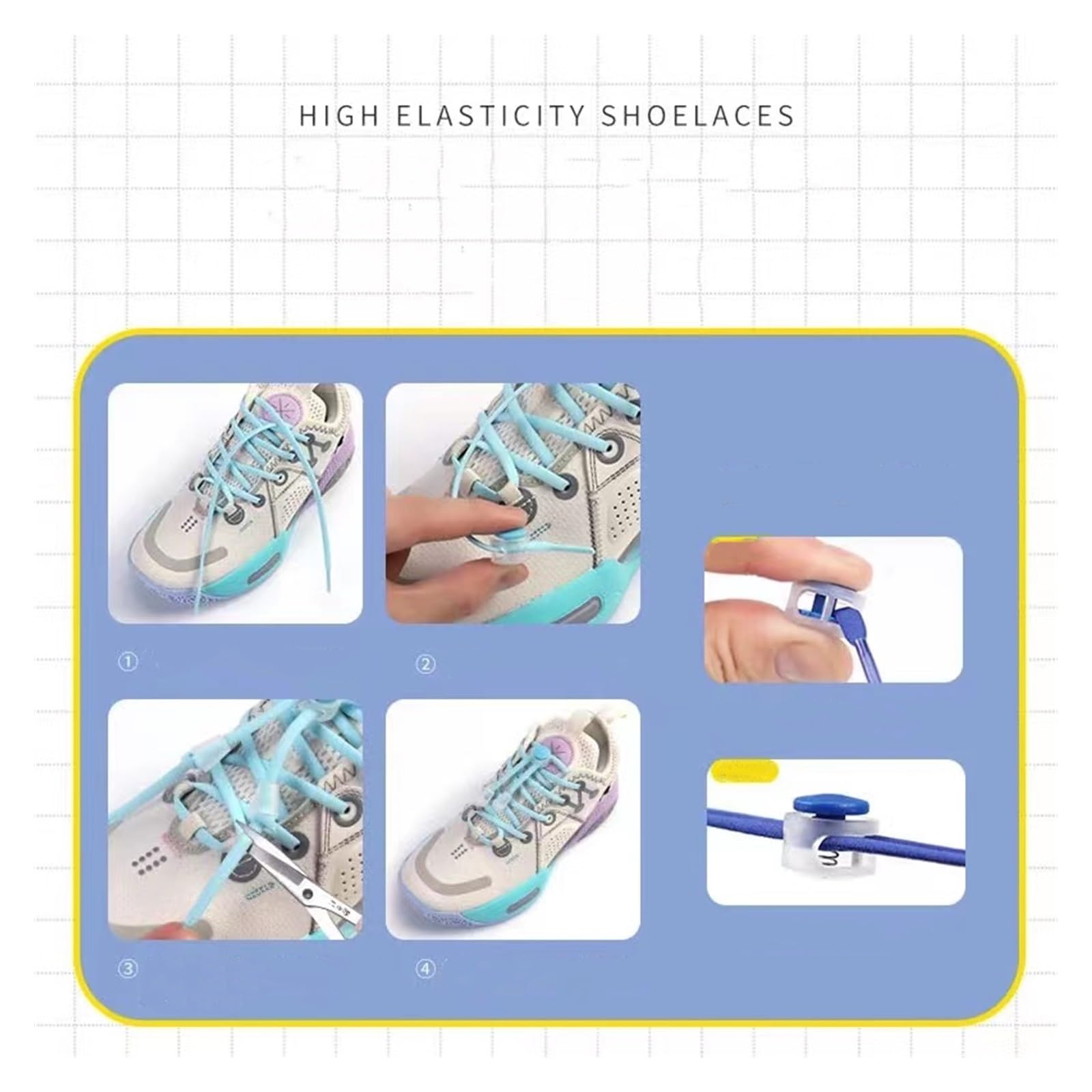 HEAGER Scarpe, cordini flessibili, lacci elastici in pizzo per bambini e adulti, chiusura rotonda, senza cravatta, lacci pigri, scarpe da ginnastica in gomma