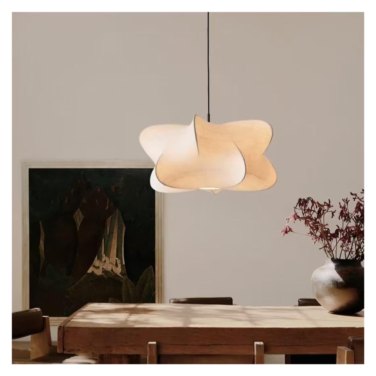 Retro Art Silk Pendant Light Creative Bedroom Living Room Decor Main Lamp Lighting Luminaire