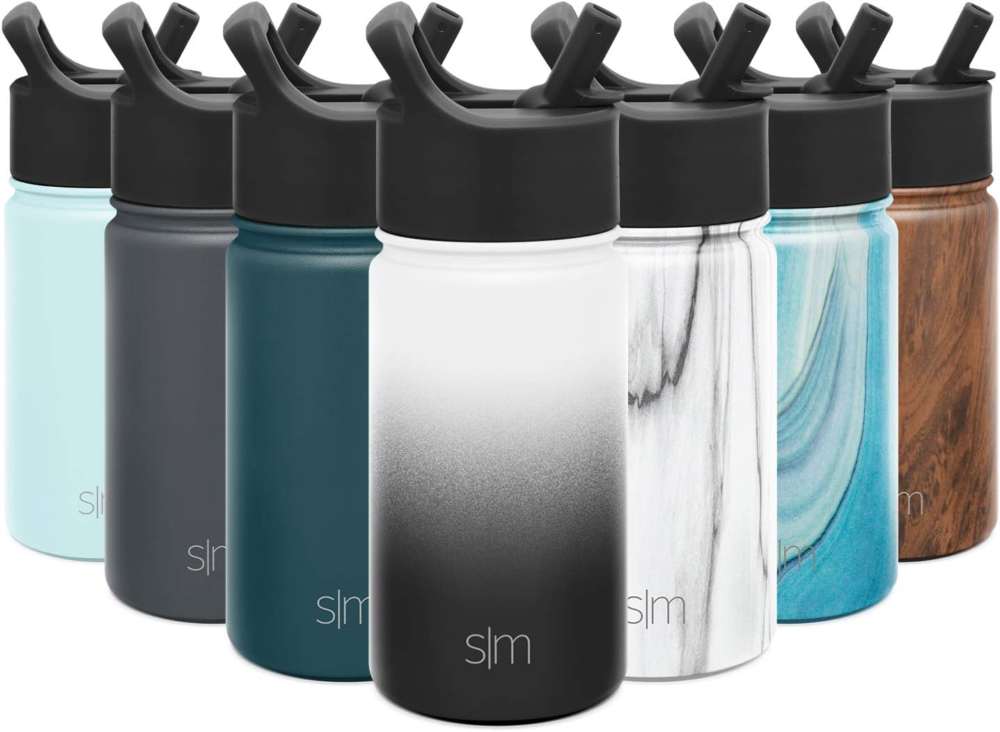 Simple Modern Summit Insulated Water Bottle with Straw Lid Kids Reusable Wide Mouth Stainless Steel Flask Thermos, 14oz (415ml), Ombre: Tuxedo
