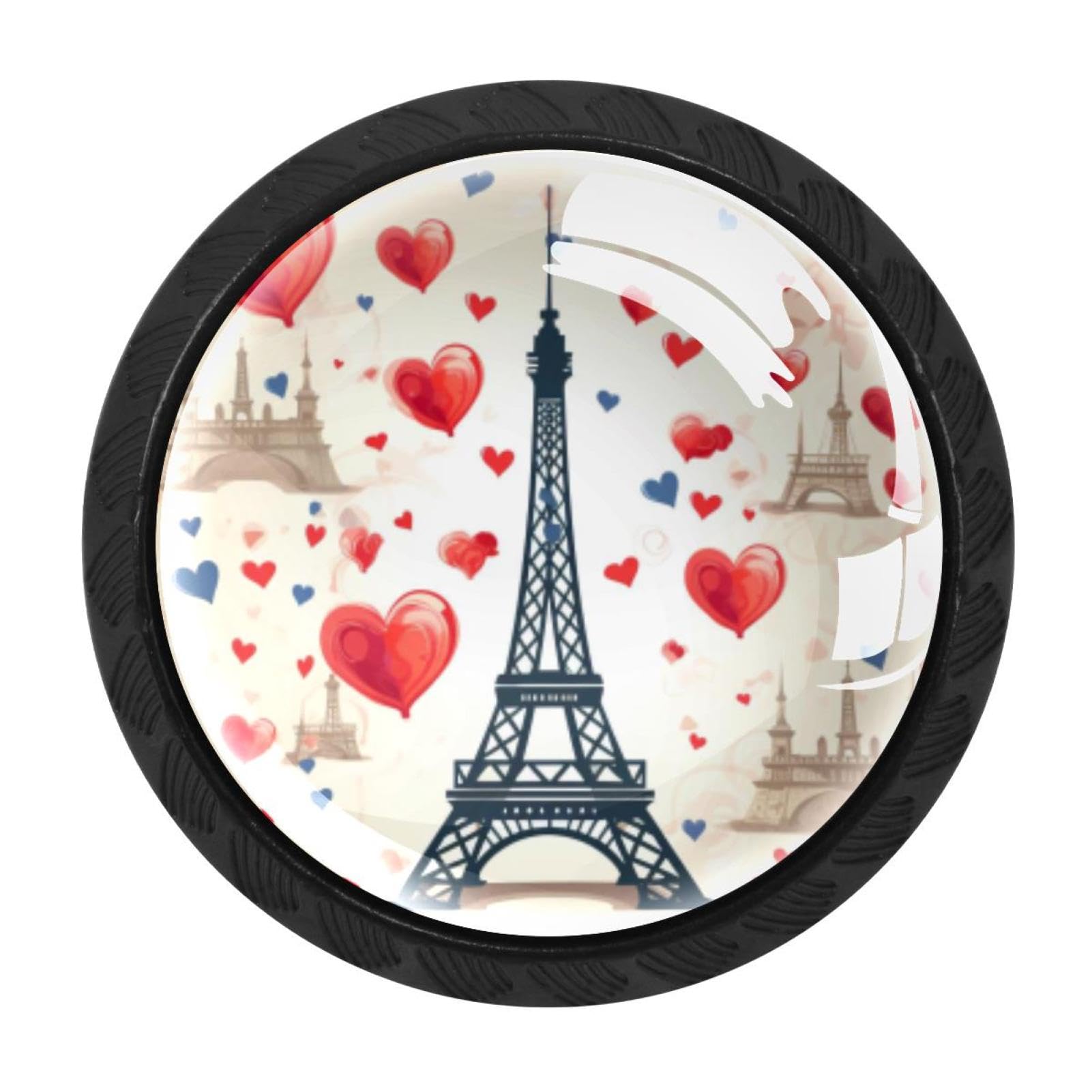 Chenzzzz Multicolored 10 4 Pack Black Eiffel Tower Valentine's Day Kitchen Handles, Cabinet Pulls Hardware For Cupboard Drawer Knobs Dresser Pulls