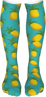 321 Crew Socks 50Cm Fresh Pineapples Fruits Work Socks Knitting Long Socks Warm Golf Socks For Winter, Hiking, Mother'S Day