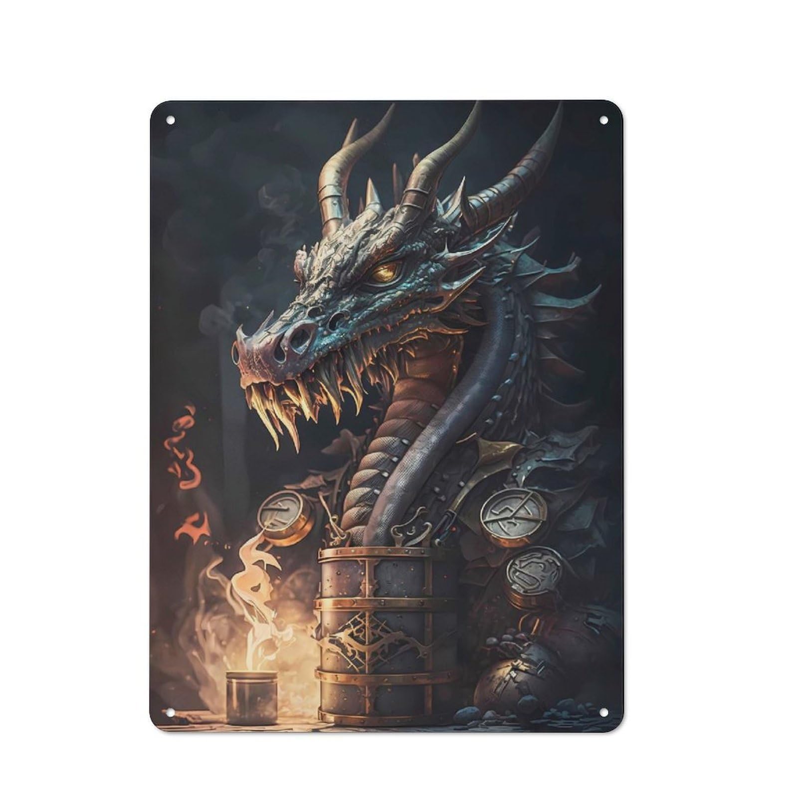 Metal Sign 40x30cm with Dragon Adorable for Hallway Wall, Vintage Decor, for Vintage Wall Decor Fans, for Themed Room Decoration
