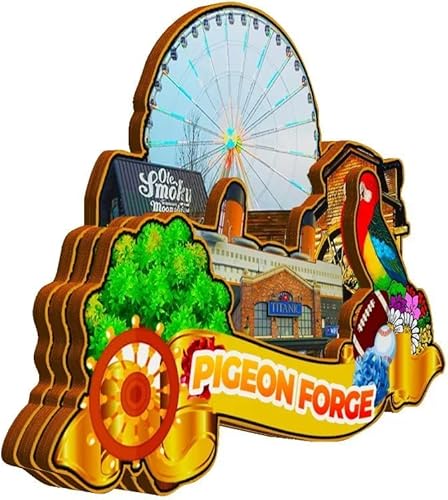Miniatura 2 de Pigeon Forge Ternessee USA - Imán de madera para nevera, monumentos 3D, recuerdos coleccionables, decoración hecha a mano, 1841