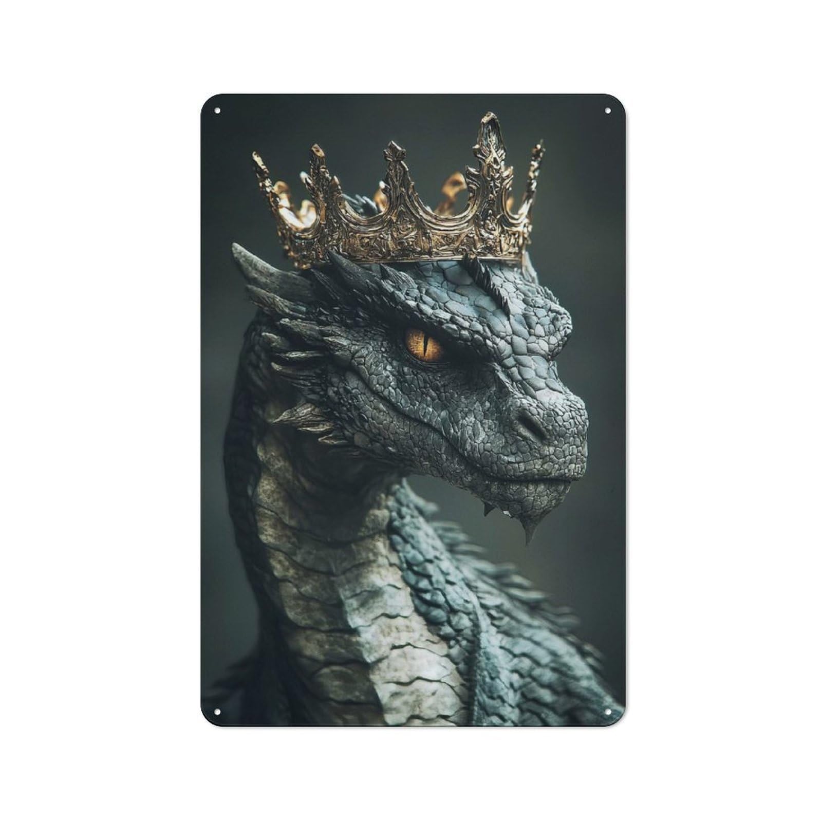 Junmoney Dragon King Workshop Style Metal Wall Decor 30X20cm, Tin Sign For Tool Room, Garage, Studio Or Home Bar