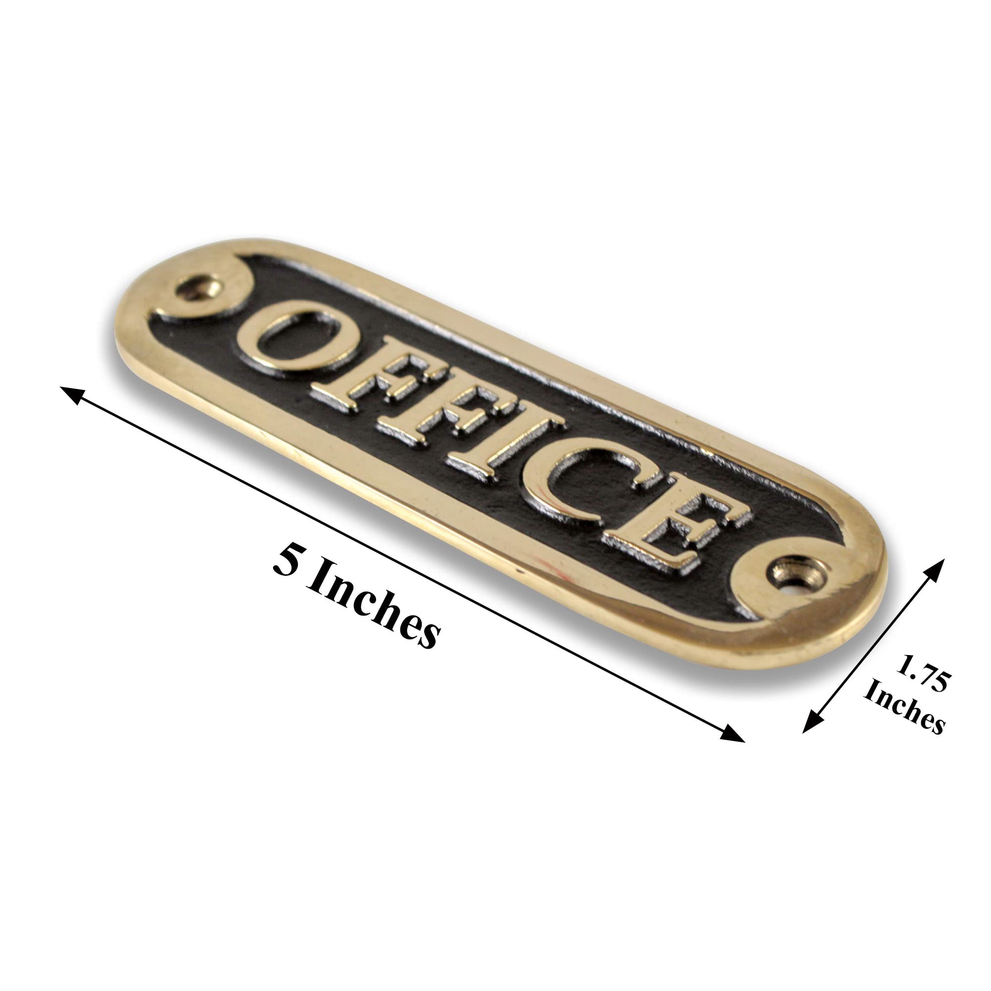 Calyron Office Door Sign Brass Casted Gold/Black Handmade Plaque Plate Decor Style Accessories Wall Mounted (12.5cm X 3.25cm) - Image 3
