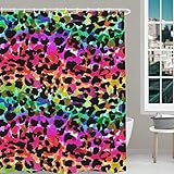 BaoNews Bright Animal Watercolor Decorative Shower Curtain, Colorful Leopard Print Skin Stripe Patte
