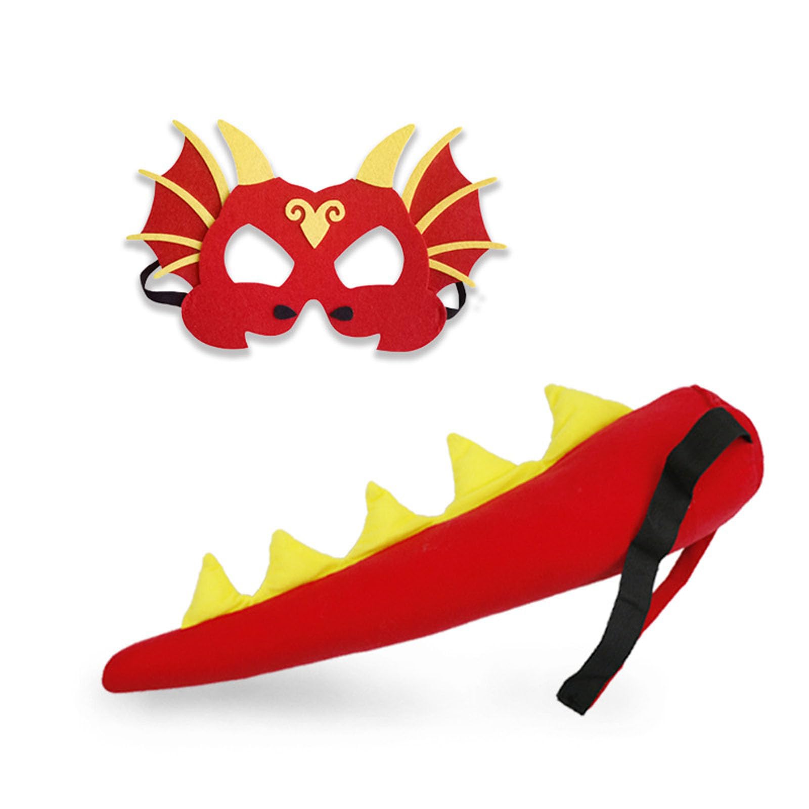 Clobeau Dinosaur Costume Dinosaur Tail and Mask Set for Kids, Dragon Mask and Tail as Toddler Dress-up Dinosaur for Party