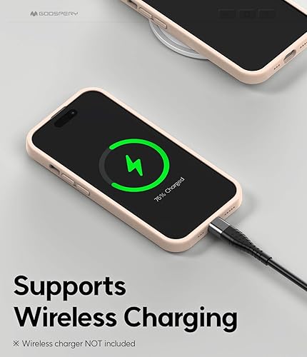 Miniatura 6 de GOOSPERY Funda de silicona líquida compatible con iPhone 15, suave al tacto, protección de cuerpo completo, a prueba de golpes, con forro de