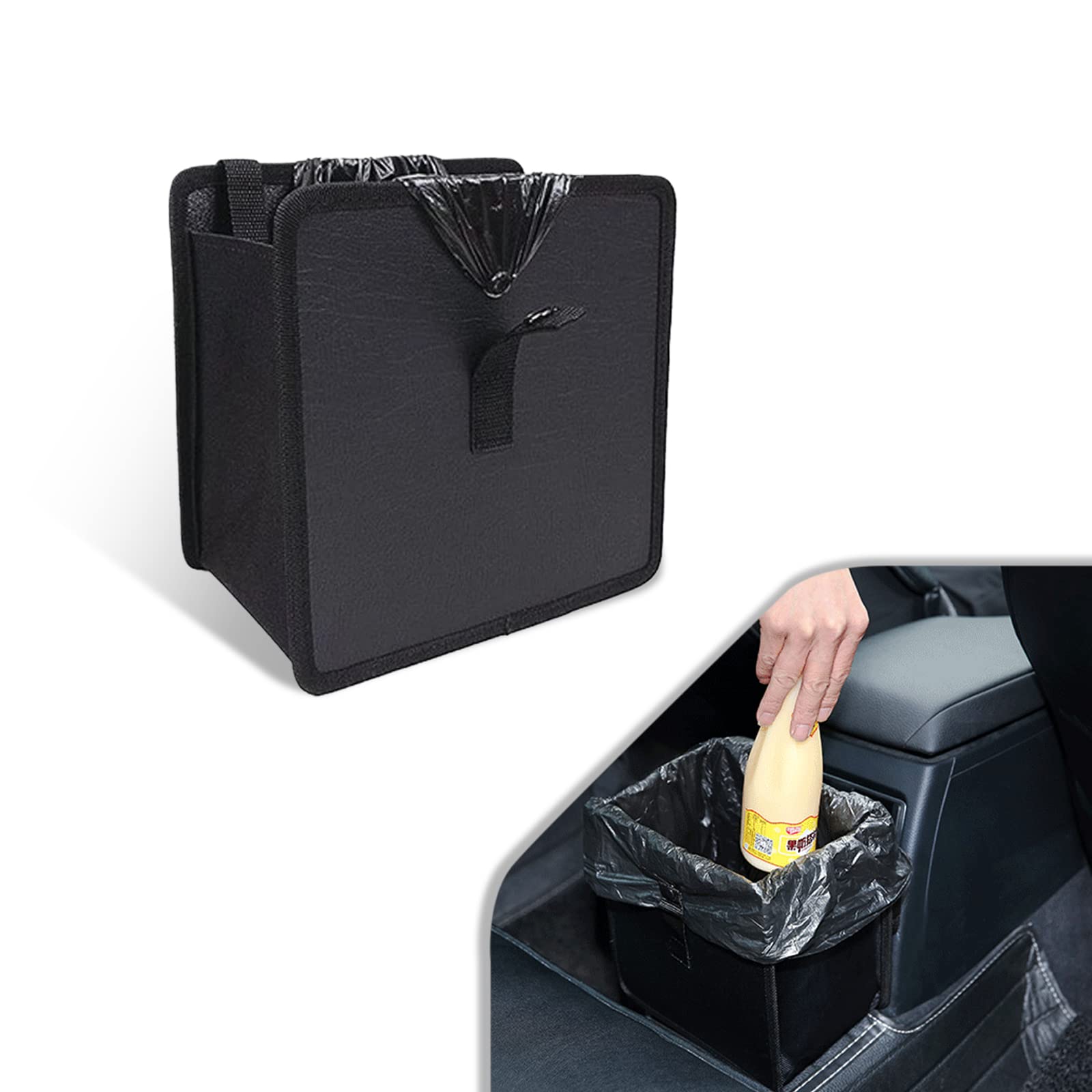 1 PC Hanging Car Trash Large Capacity Leakproof Bag Multipurpose Portable Trash Bin, Fit for Most Cars 1.85 Gallon Capacity (Black)