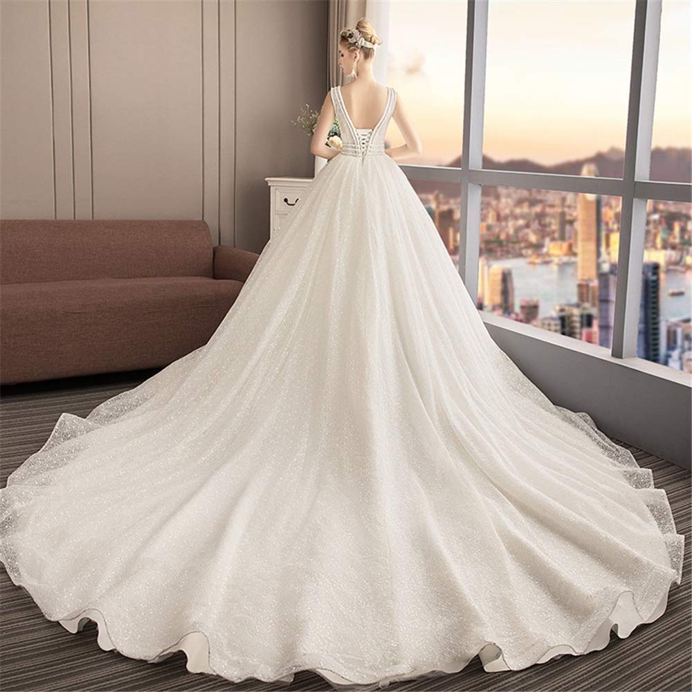 Vestido de Dama de Honor de Boda Vestido de Noche Elegante de Manga Corta con Cuello V Profundo Vestido de Noche de Boda, Blanco, s