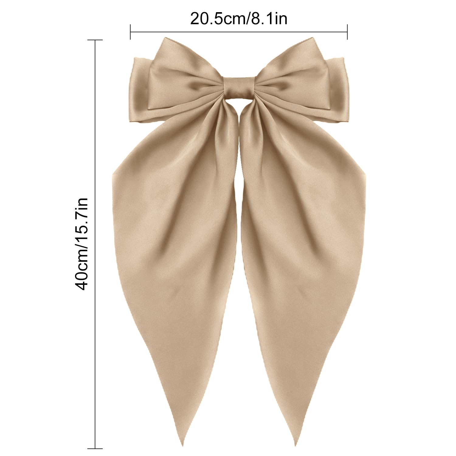ATODEN Lazos para el cabello para mujer, lazo de satén sedoso, 4 cintas para el cabello de gran tamaño, lazos de cola larga, clips de metal para el cabello, accesorios para el cabello para niñas,