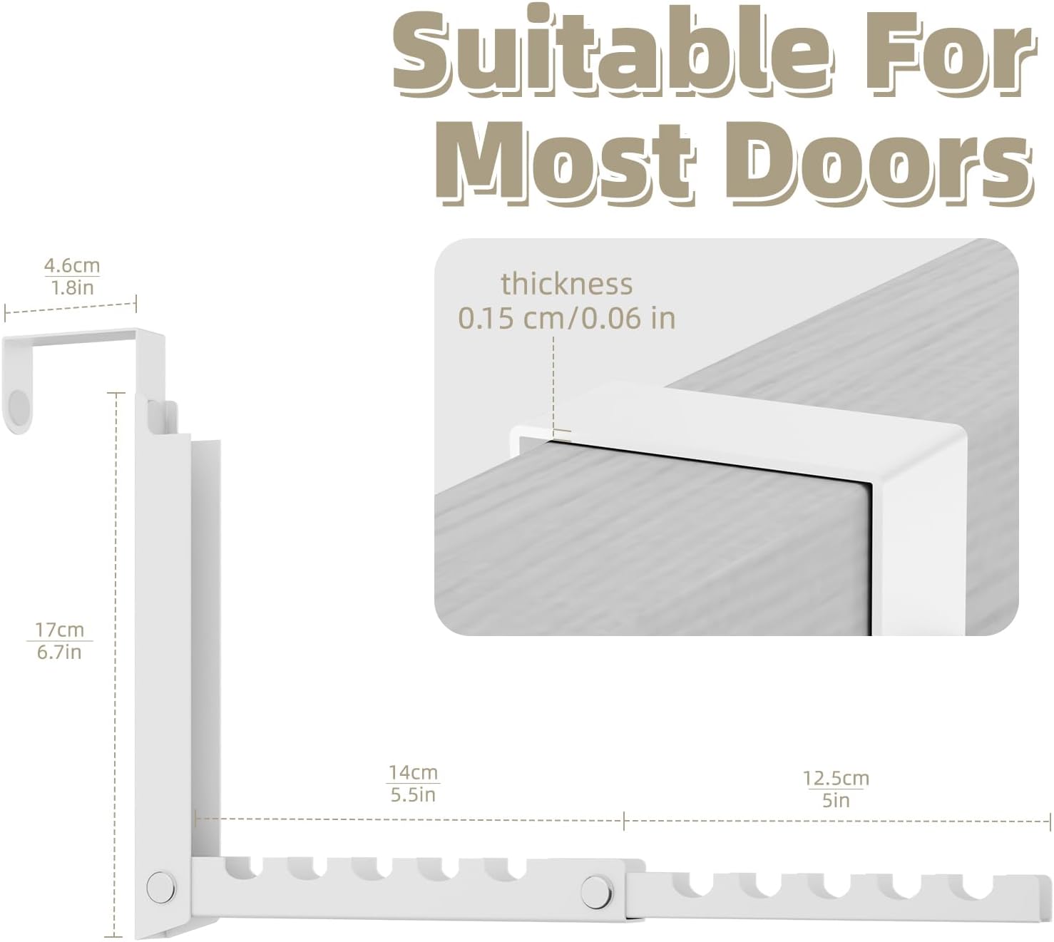 BAKON Over The Door Hooks, Small Space Double Folding Portable Over The Door Drying Rack for Laundry, Bathroom, Bedroom, Travel Storage and Drying (2Pack, White)