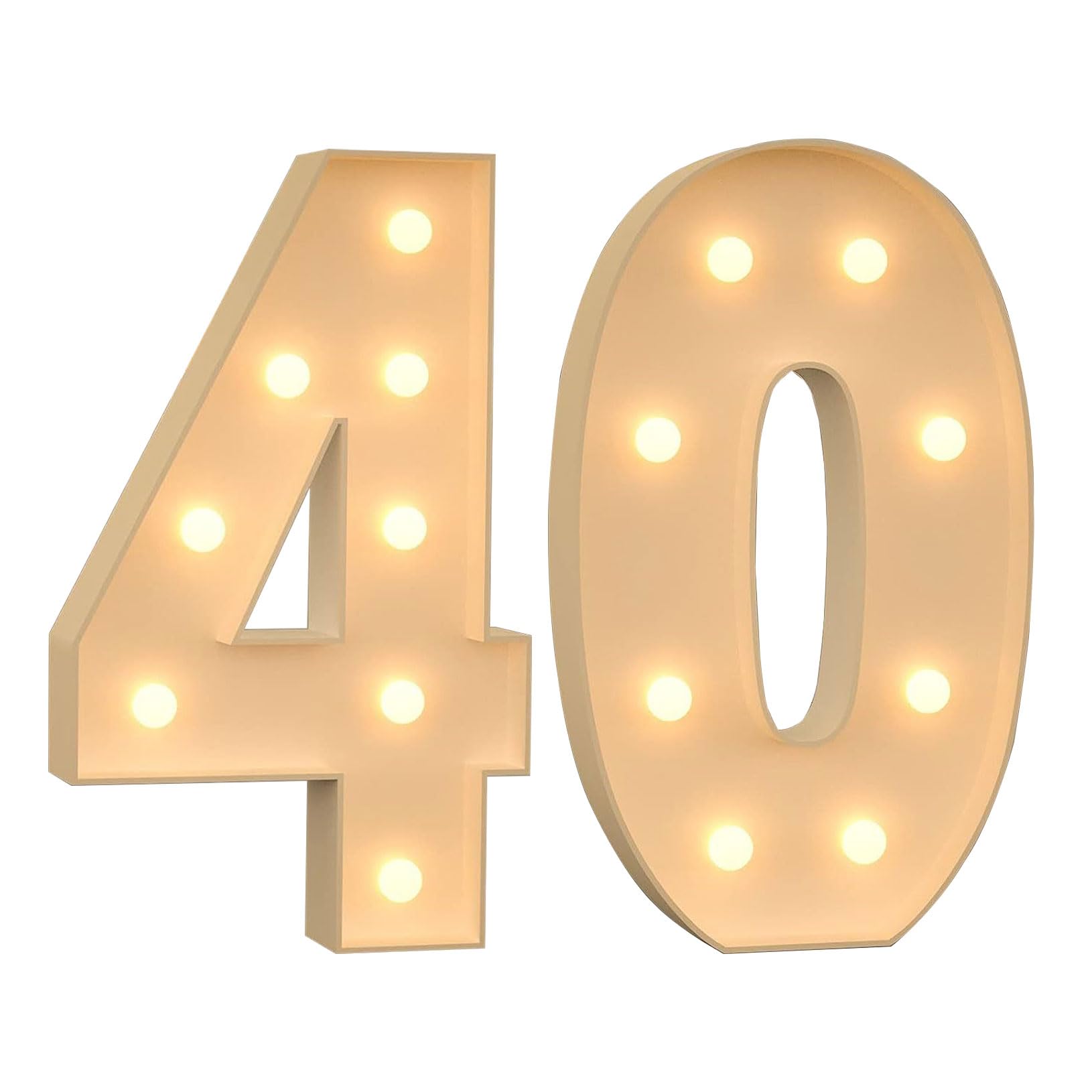 Amazon.com : Light Up Number 40 for Birthday, Warm White LED 