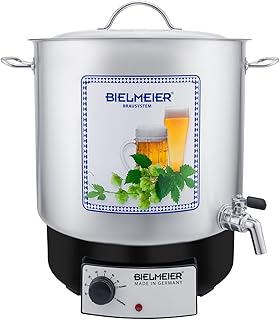 Bielmeier Maischekessel 2000 Watt 29 Liter Deckel Edelstahl Auslaufhahn 3/4" V4A Bier selber brauen Made in Germany