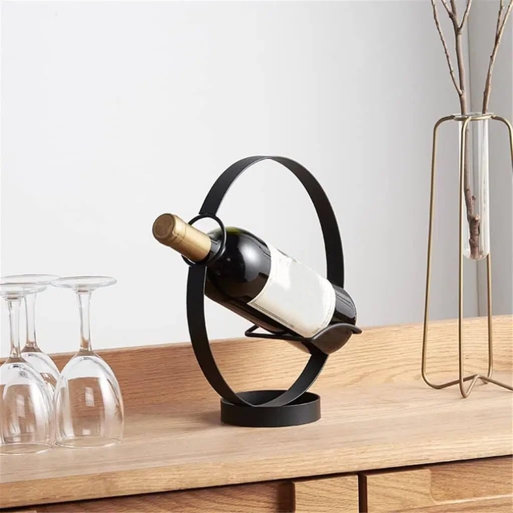 Wine Single Rack, Black Simple Style Champagne Rack, Creative Wines Racks Home Tabletop Bar Decor, for Bar Shelf Kitchen Home Decor Storage and Display