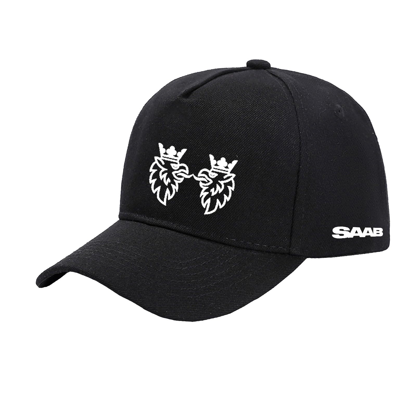 FBWZSAG Men Women Snapback Hat Printing Golf Hat for SAAB Comfy Ponytail Hole Baseball Cap Plain Training Trucker Hat Adjustable Dad Hat-Black||One size