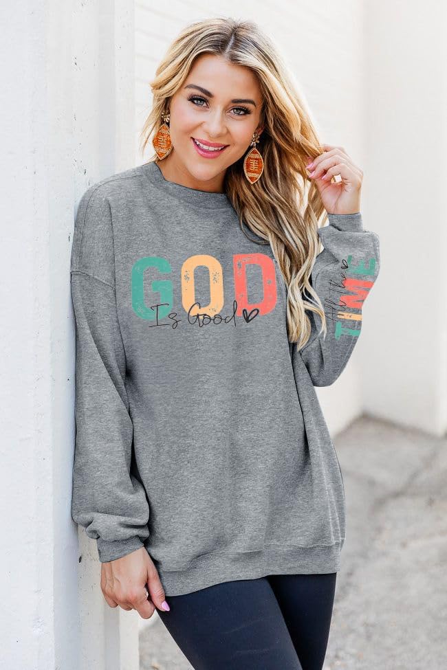 God is Good Sweatshirt Christian Shirts for Women Oversized Jesus Religious Pullover Bible Verse Inspirational Tops - Image 5