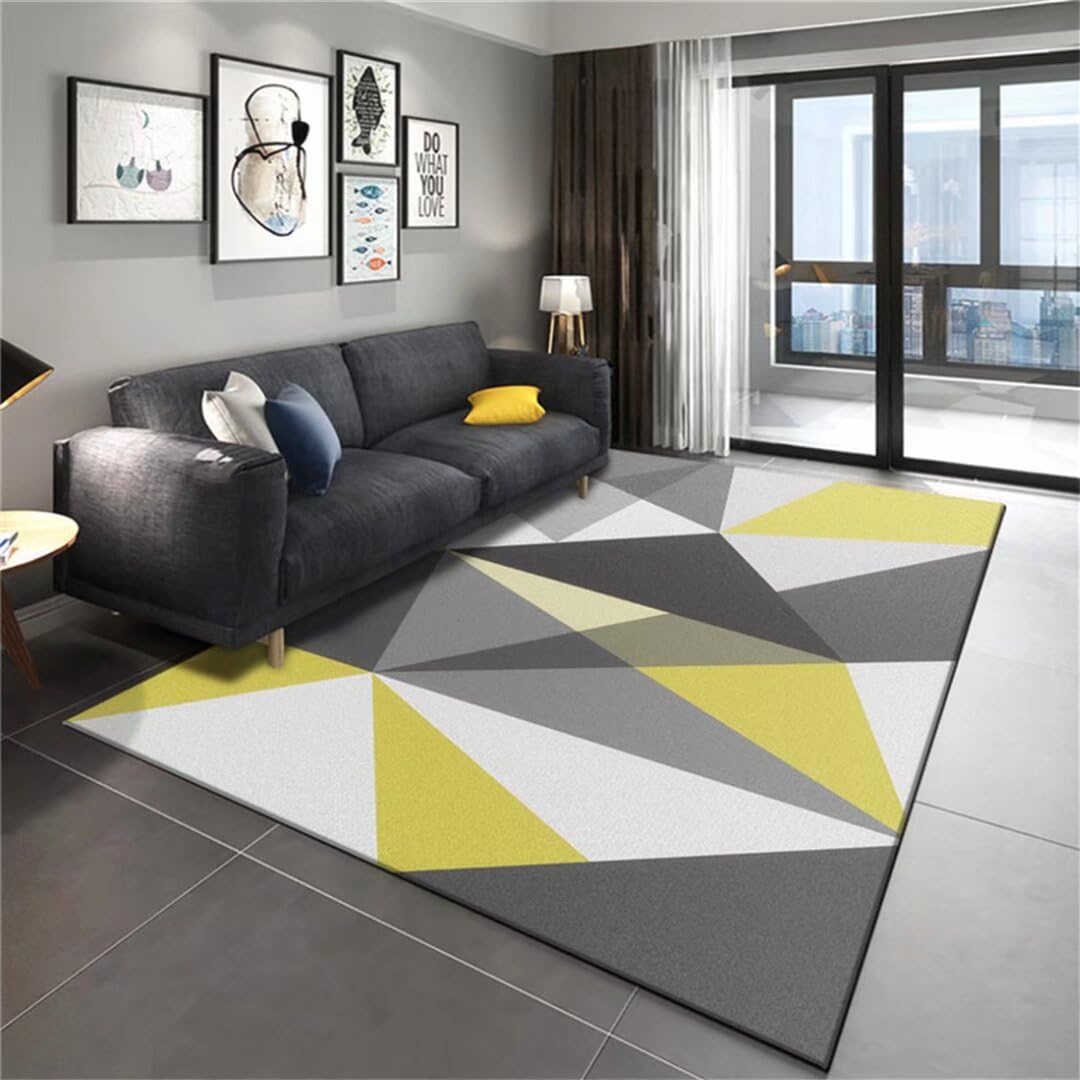 Alfombra geométrica lavable RUGMRZ con base rectangular brillante para dormitorios