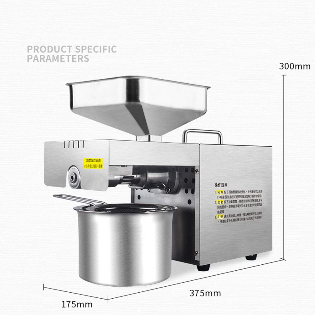 TAISK Oil Press Machine Stainless Steel Oil Extractor Hot Cold Automatic Pressing Oil Expeller 8H Continuous Pressing for Olive Coconut Canola Sesame Peanut 3-6Kg/H