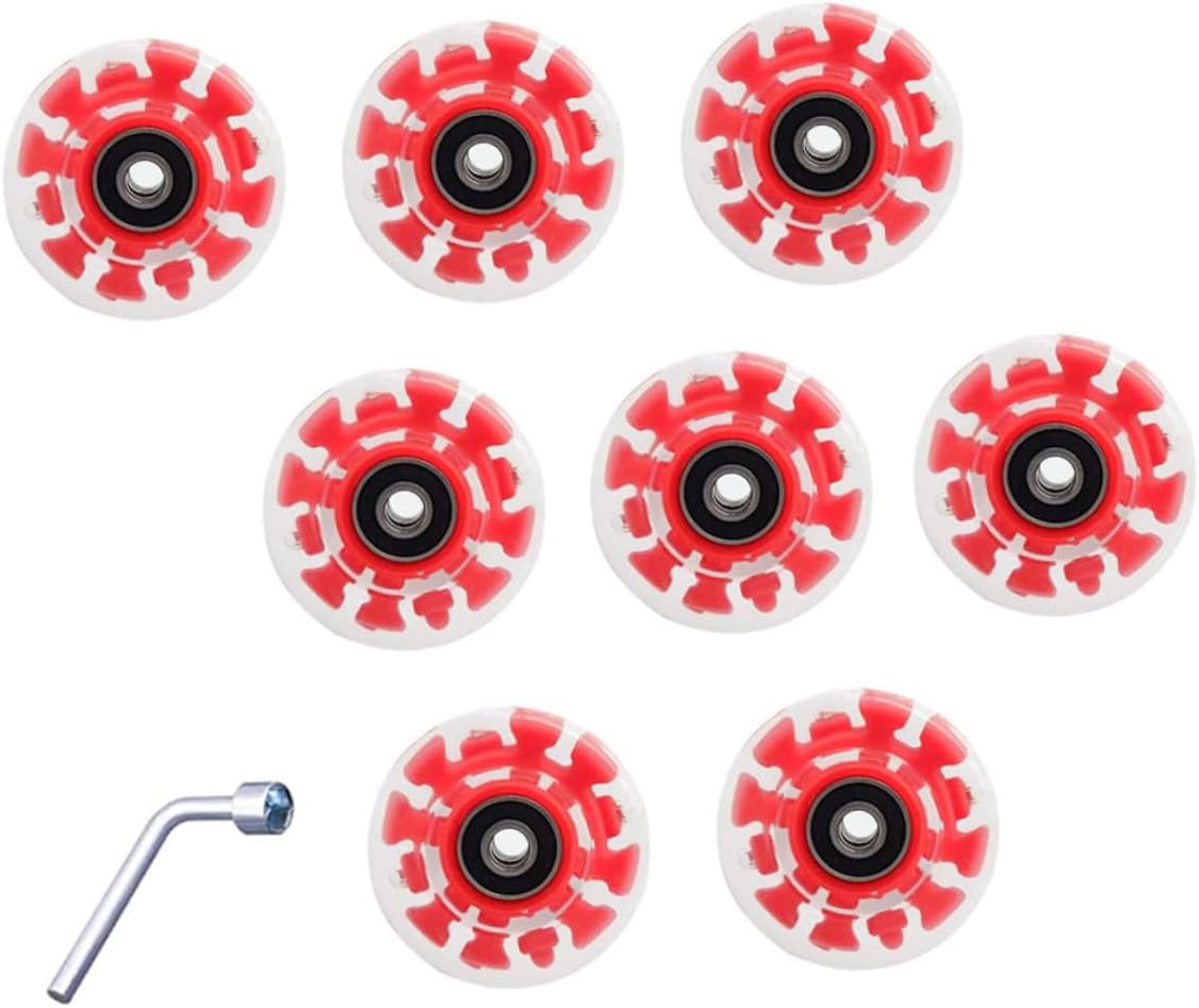 1set Roller Skate Wheels Pu Material Wheels Bearings Wrench Replacement for Inline Skates Skateboards Abrasion-resistant Easy Installation