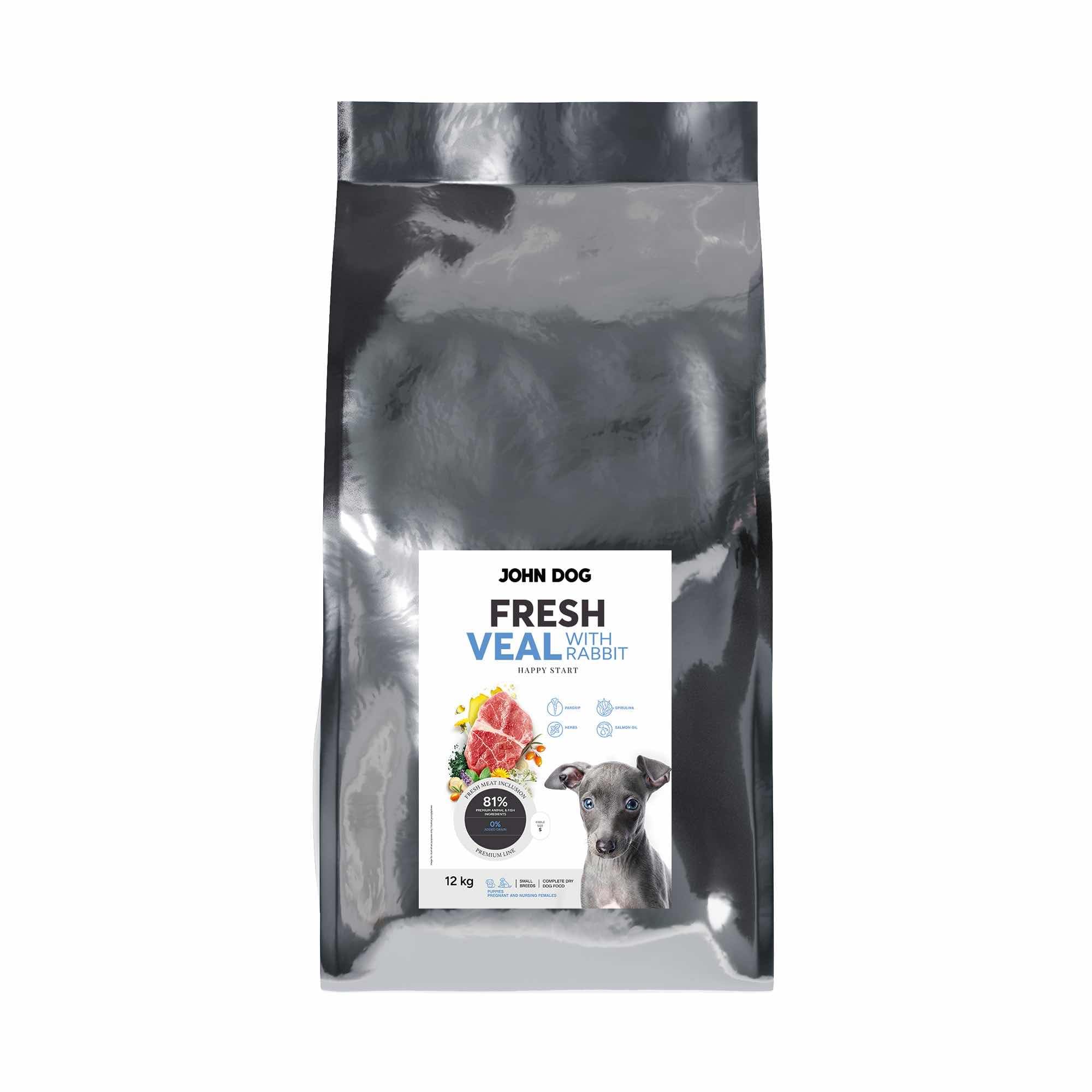 JOHN DOG Fresh szczeniak karma sucha dla psa Cielęcina z królikiem 12 kg