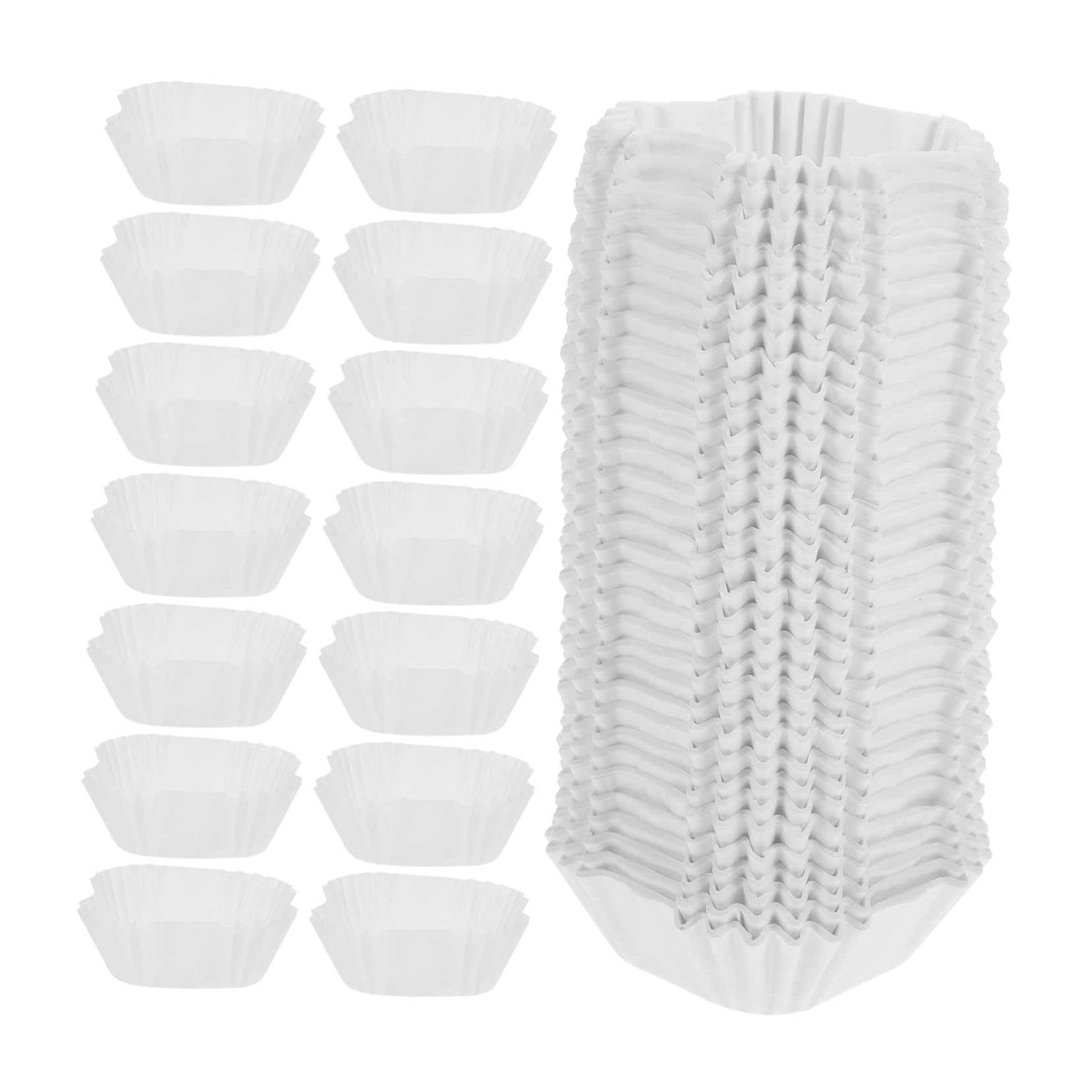 Capacillos de Papel Cuadrados para Cupcakes 3000 Piezas Blanco | Pasta de Pulpa de Madera, Resistencia al Calor y Liberación Fácil, Uso en Pastelería y Baby Shower