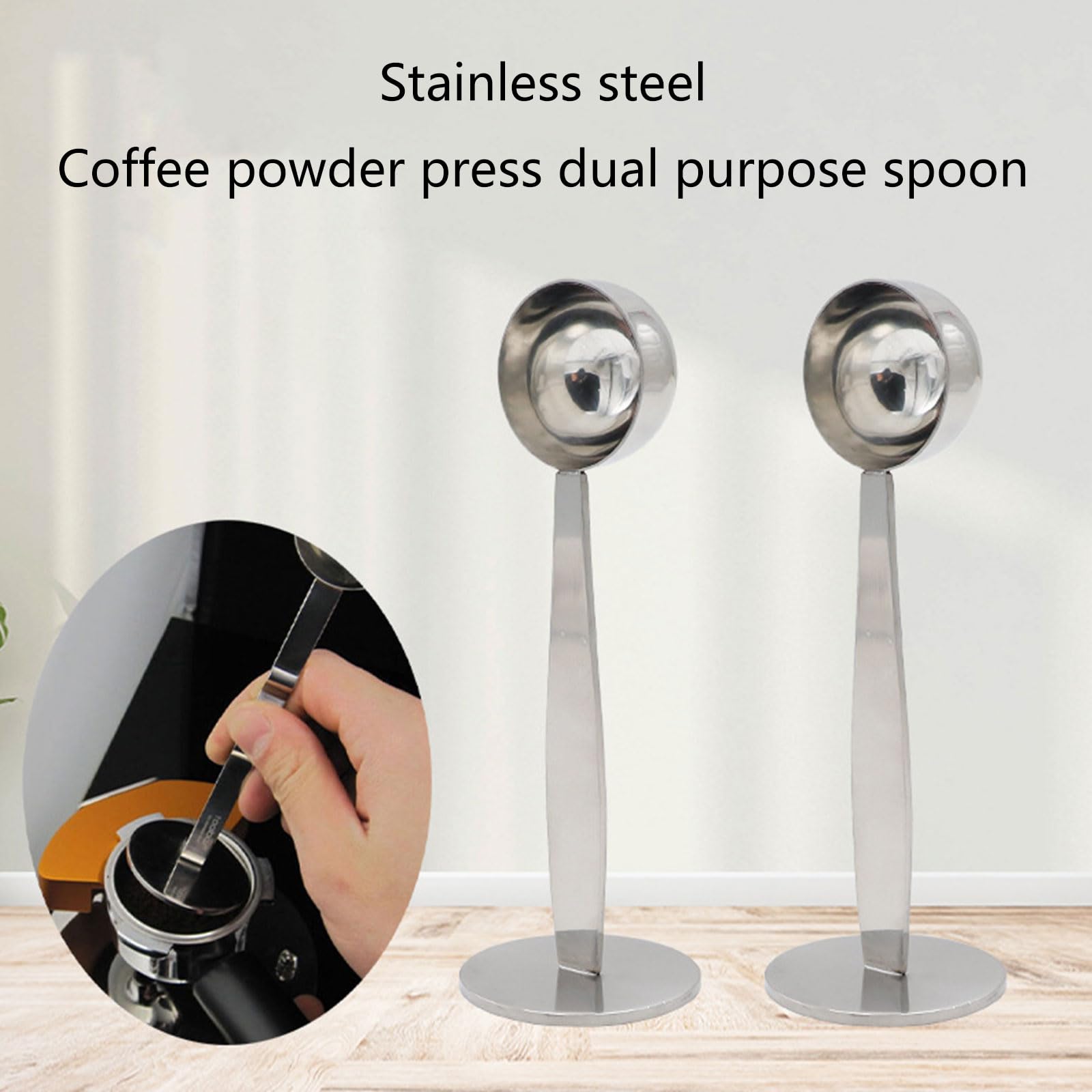 Cuillères à café à double usage en acier inoxydable - Outil de mesure et de tassage - Ustensile de café pratique pour le café