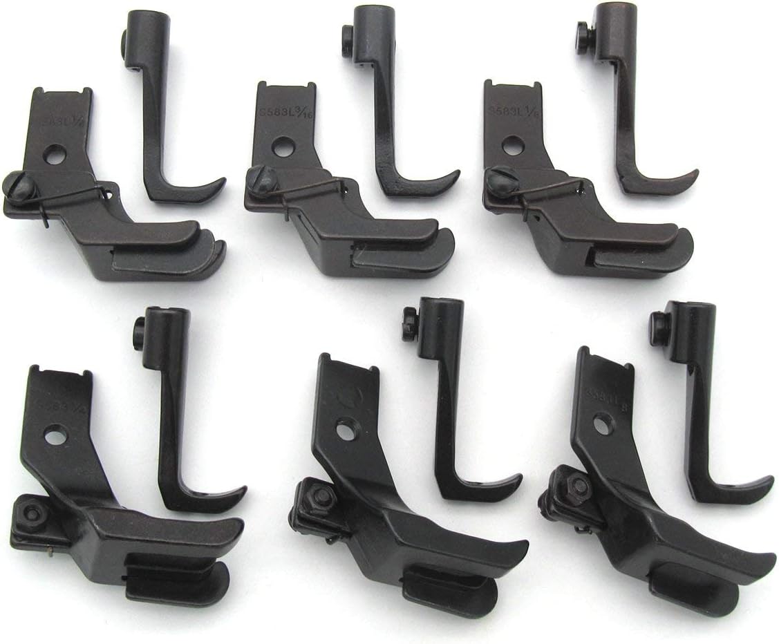 CKPSMS Brand - Compatible with/Replacement for JUKI brand DNU-1541 Singer brand CONSEW brand 206RB 225 226 226R 6Sets Walking FEET with Right Left Edge #KP-WF6 (S585R 1/8 3/16 1/4+S585L 1/8 3/16 1/4)